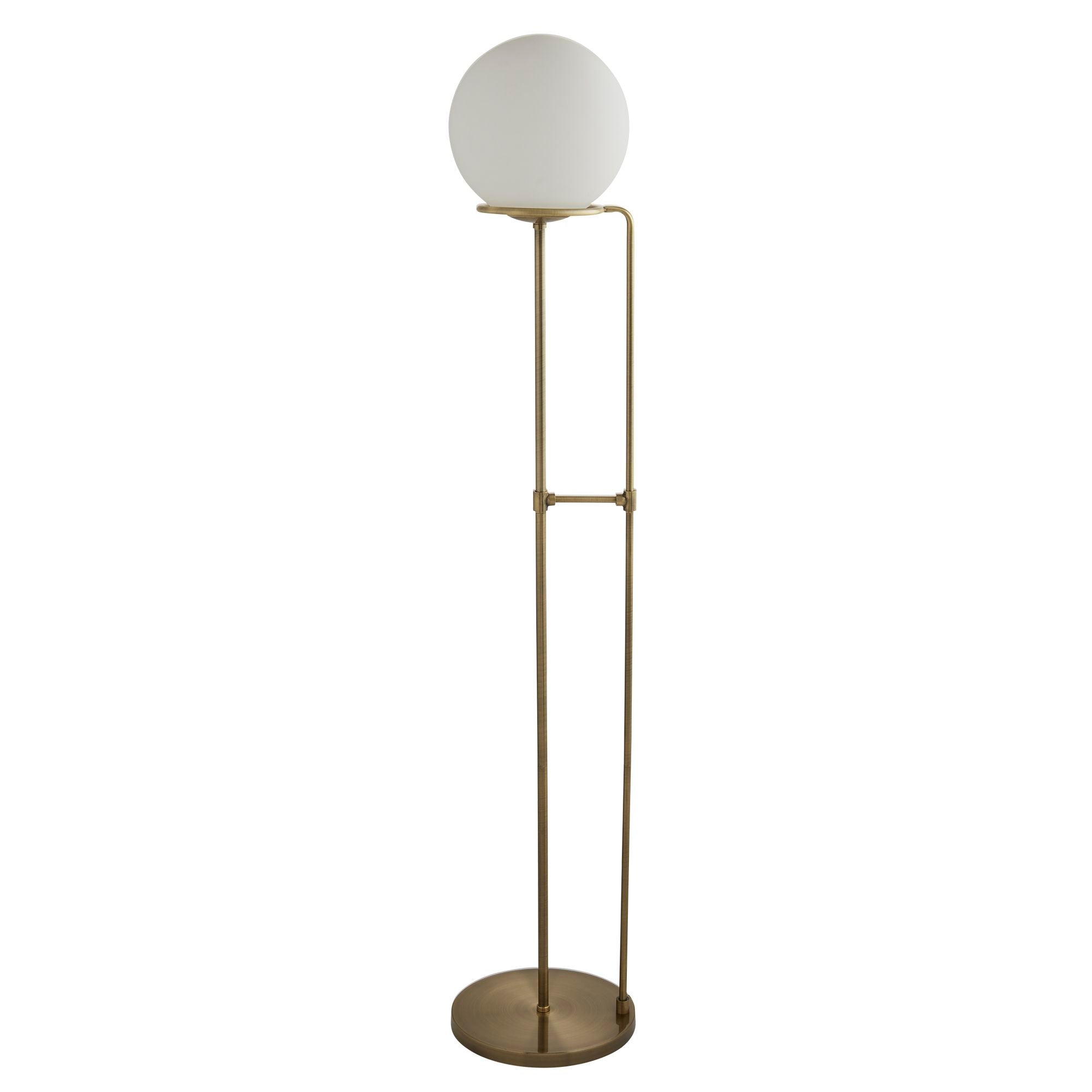 Searchlight Sphere Brass Floor Lamp - Opal Glass Shade
