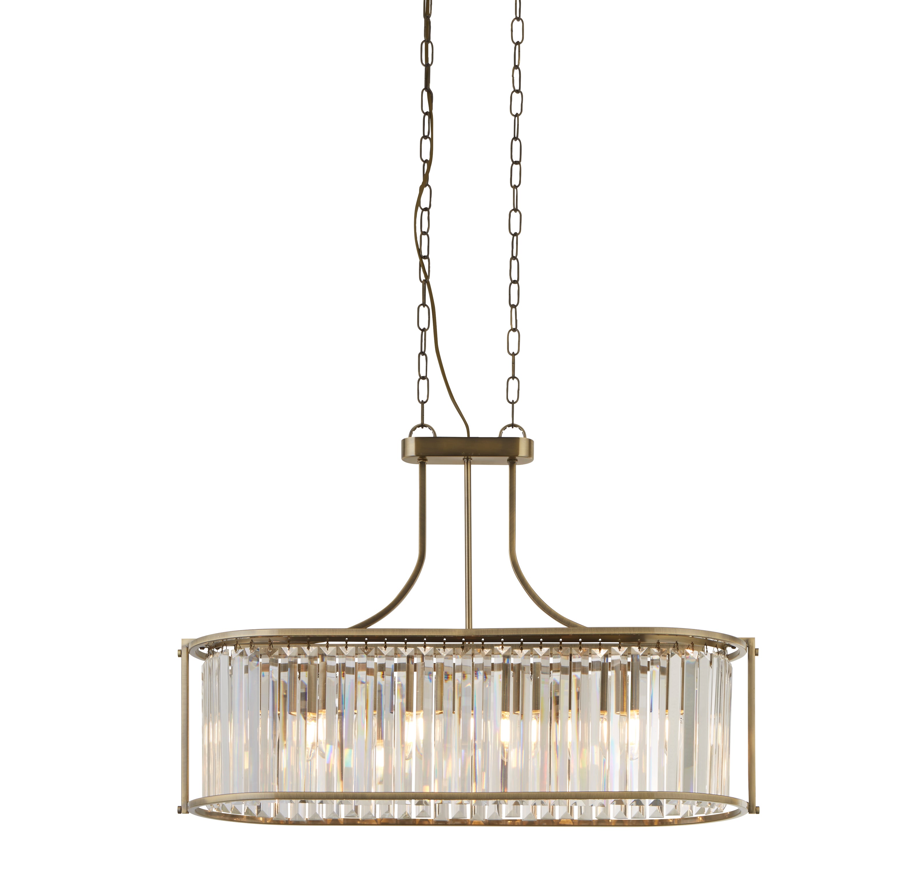 Searchlight Victoria 5 Light Brass Oval Pendant With Crystal Shade