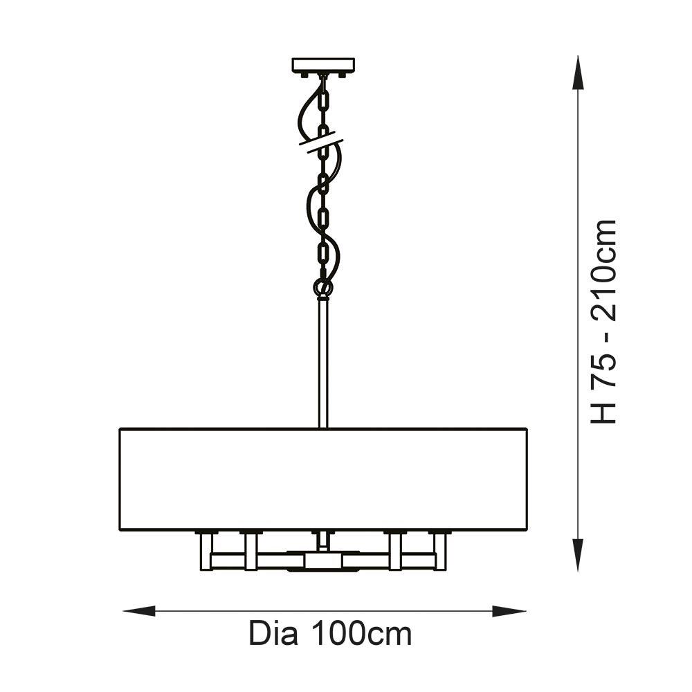 grande 5 light nickel pendant ceiling light grey shade by Endon Lighting Living Room Close Up 49