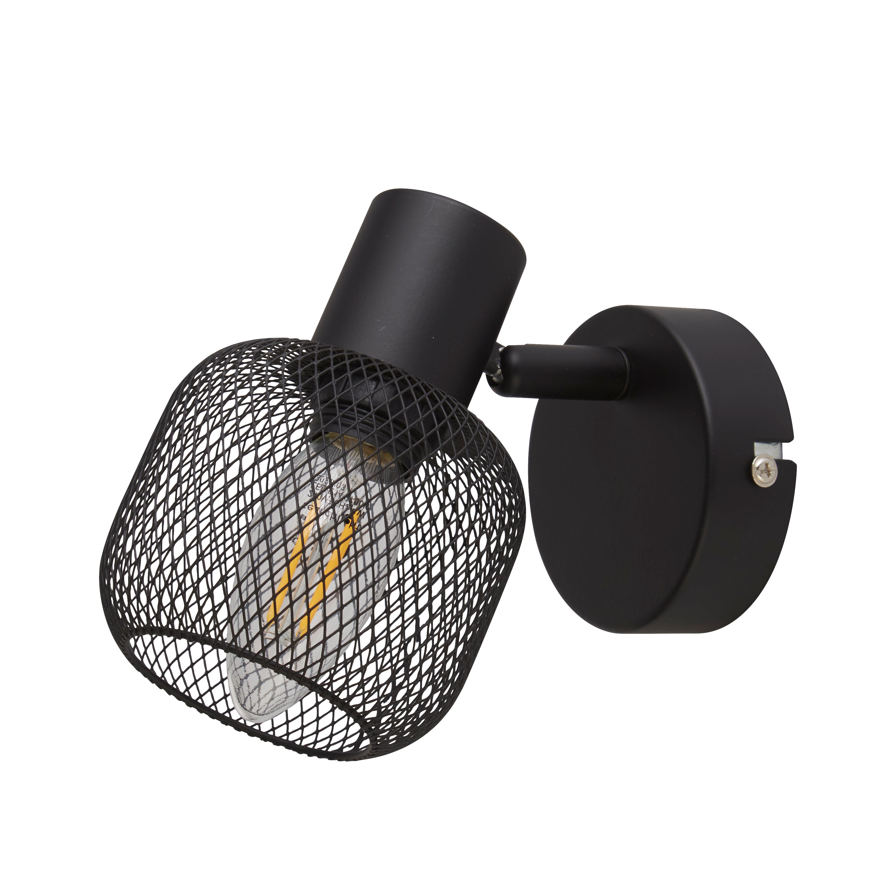 Searchlight Meshy Cage Black Spotlight Wall Light - Black Metal