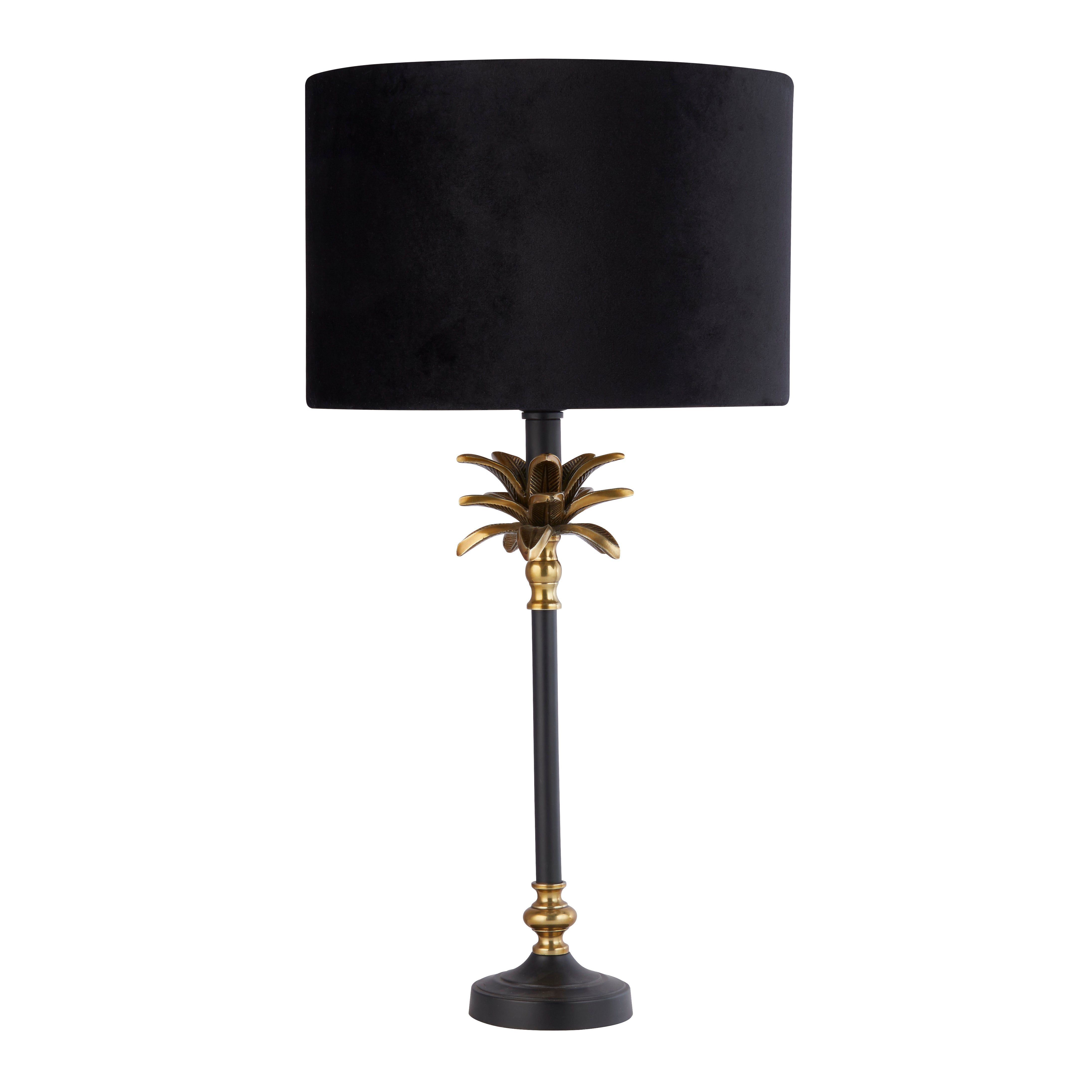 Base Only - Palm Table Lamp - Satin Brass & Black Metal