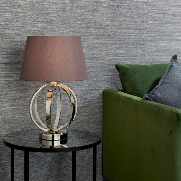 Endon Ritz 1 Light Nickel Table Lamp-Endon Lighting-Living-Room-Tiffany Lighting Direct-[image-position]