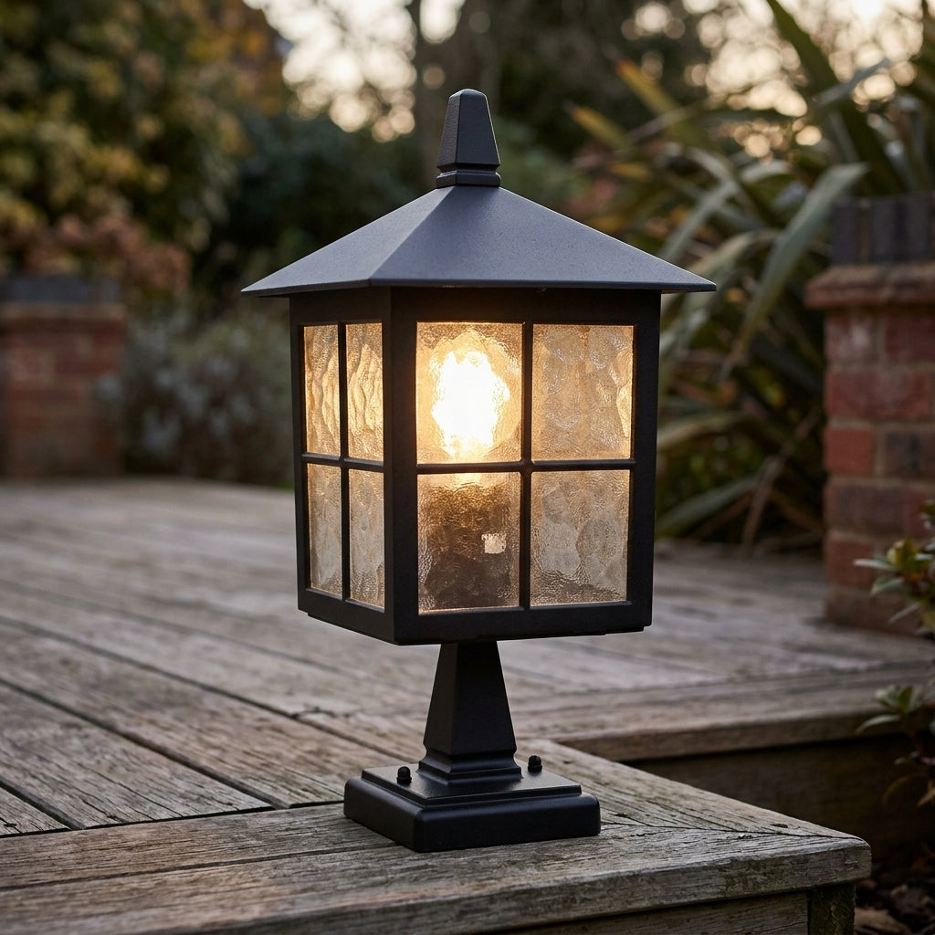 Elstead Winchester Black Outdoor Pedestal Lantern