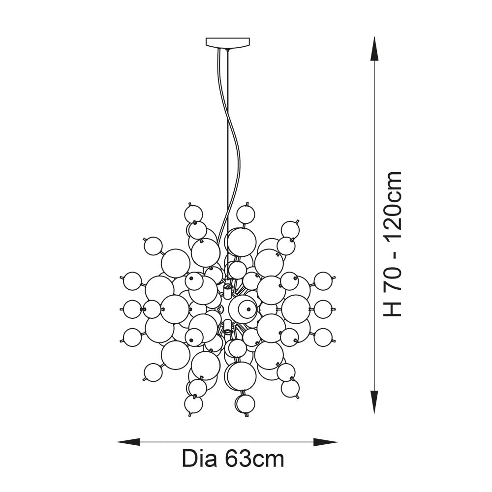 Dreamscape Black Chrome Pendant With Tinted Glass Spheres