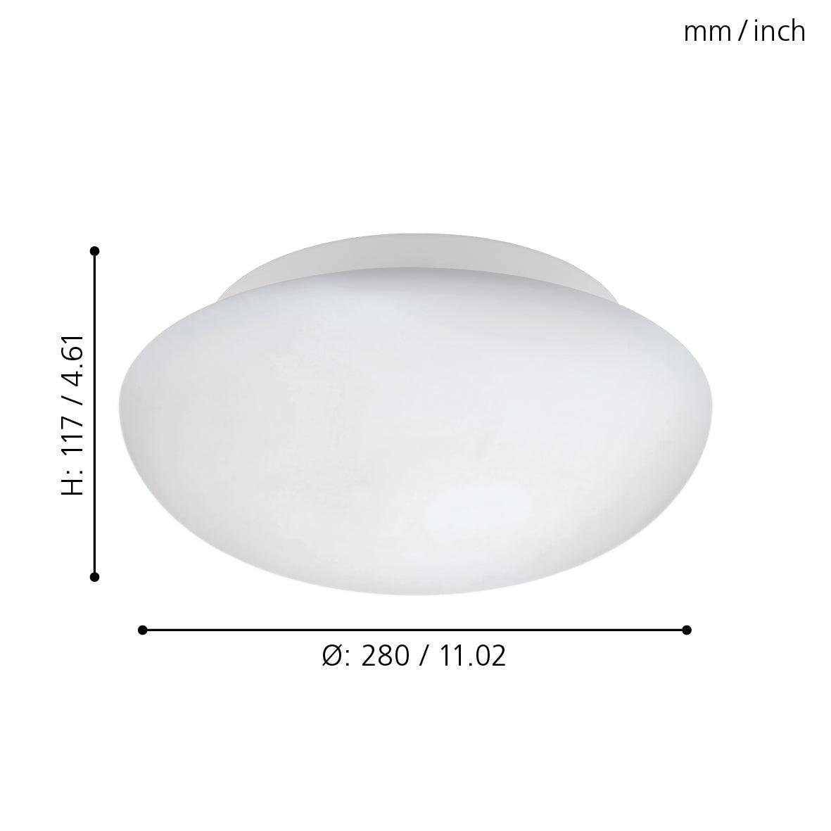 eglo ella white opal glass flush ceiling light 28cm living room close up