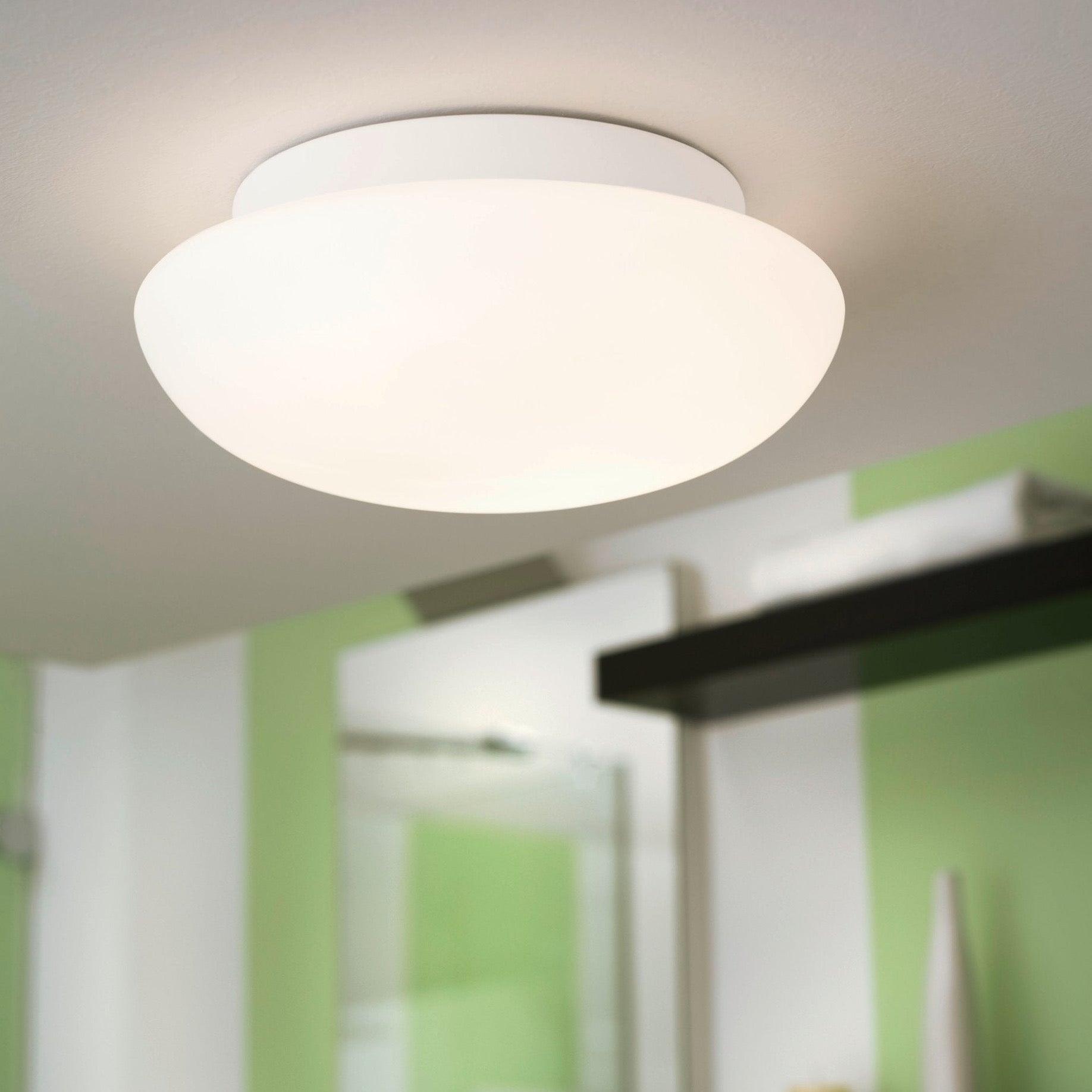 eglo ella white opal glass flush ceiling light 28cm