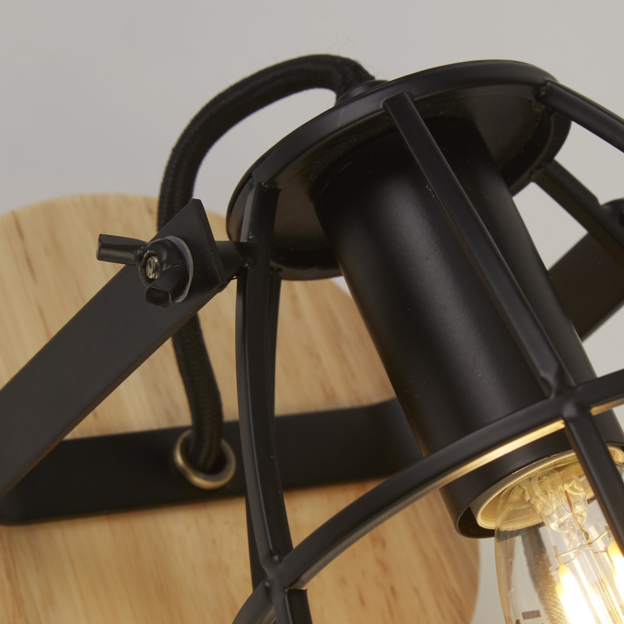 Searchlight Vision Round Black & Wood Wall Light