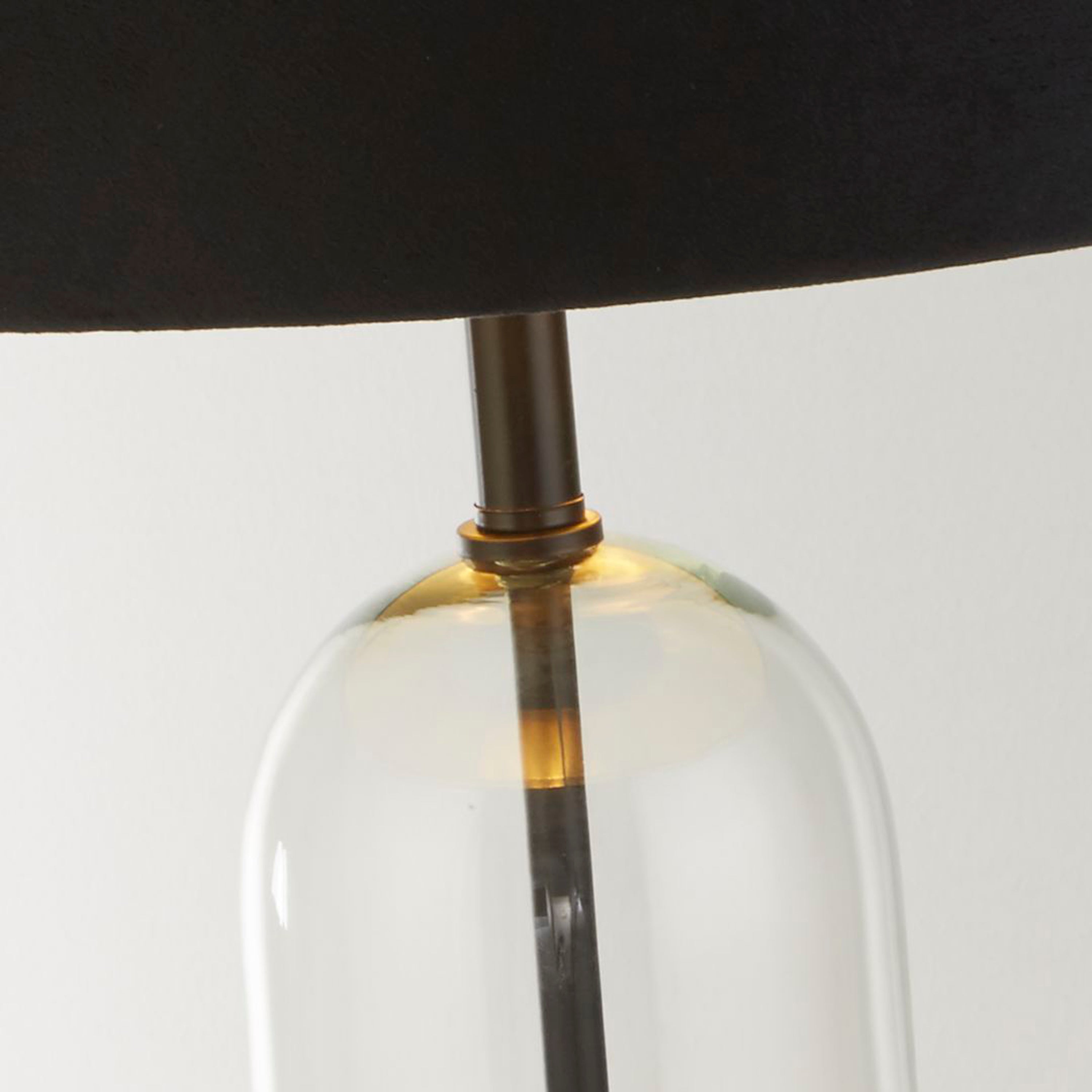 Oxford Table Lamp- Glass, Black Metal, Marble & Black Velvet