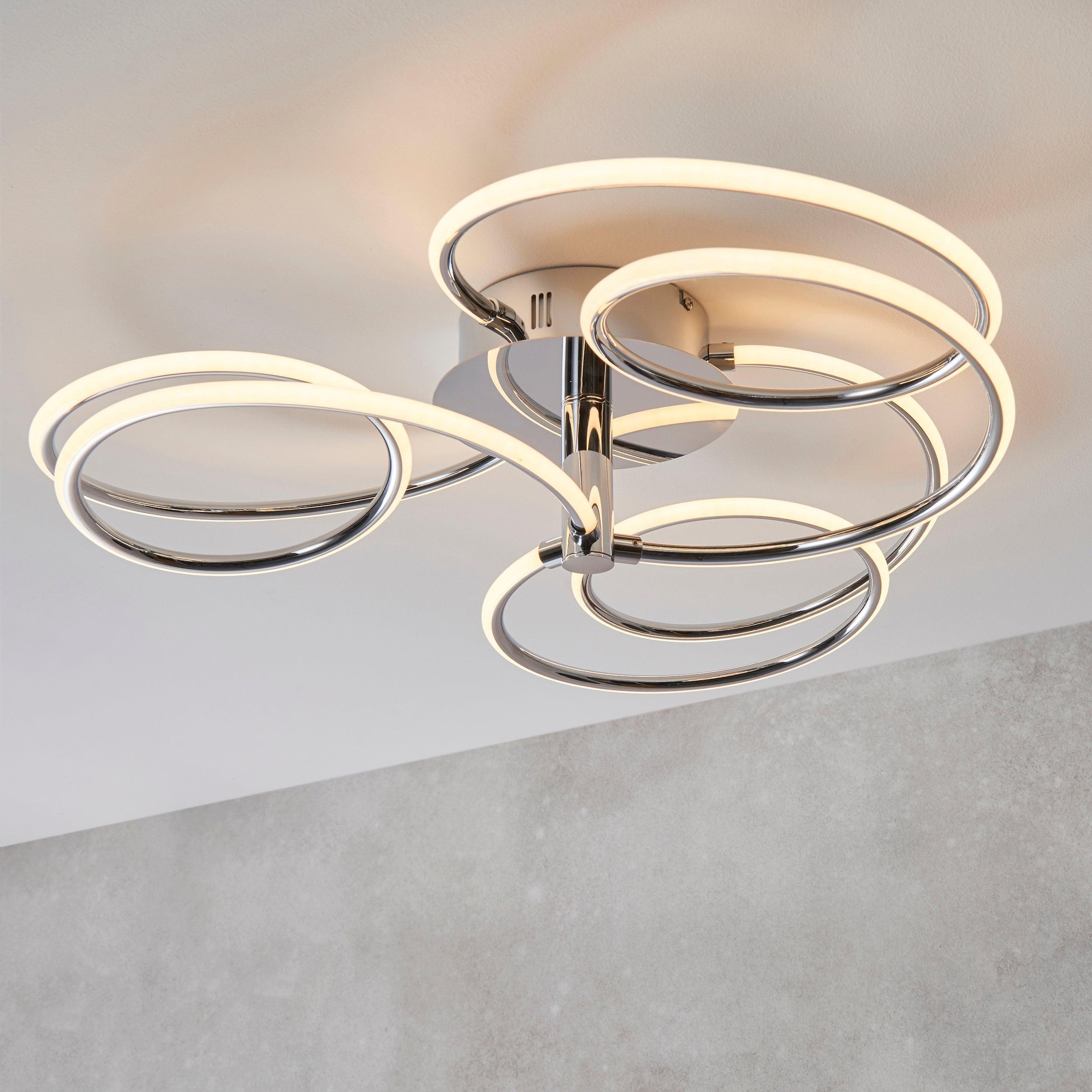 Eterne 1lt Semi Flush Ceiling Light by Endon Lighting Living Room Image 1