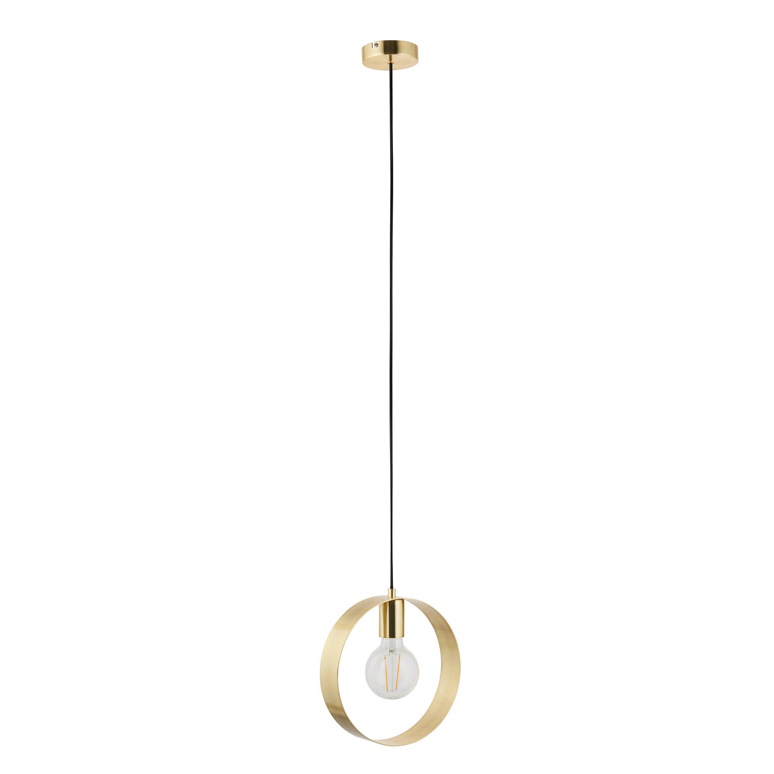 Endon Hoop 1 Light Brass Ceiling Pendant-Ceiling Pendant Lights-Endon Lighting hallway lighting photo Tiffany Lighting Direct