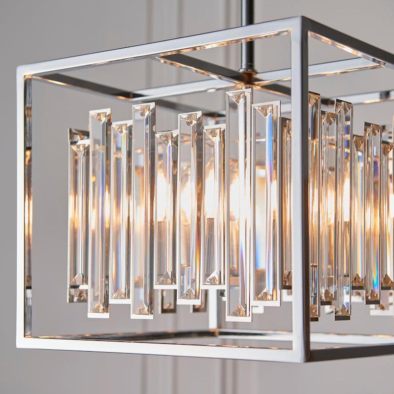 Endon Acadia 4 Light Chrome & Crystal Pendant Light-warehouse-180926