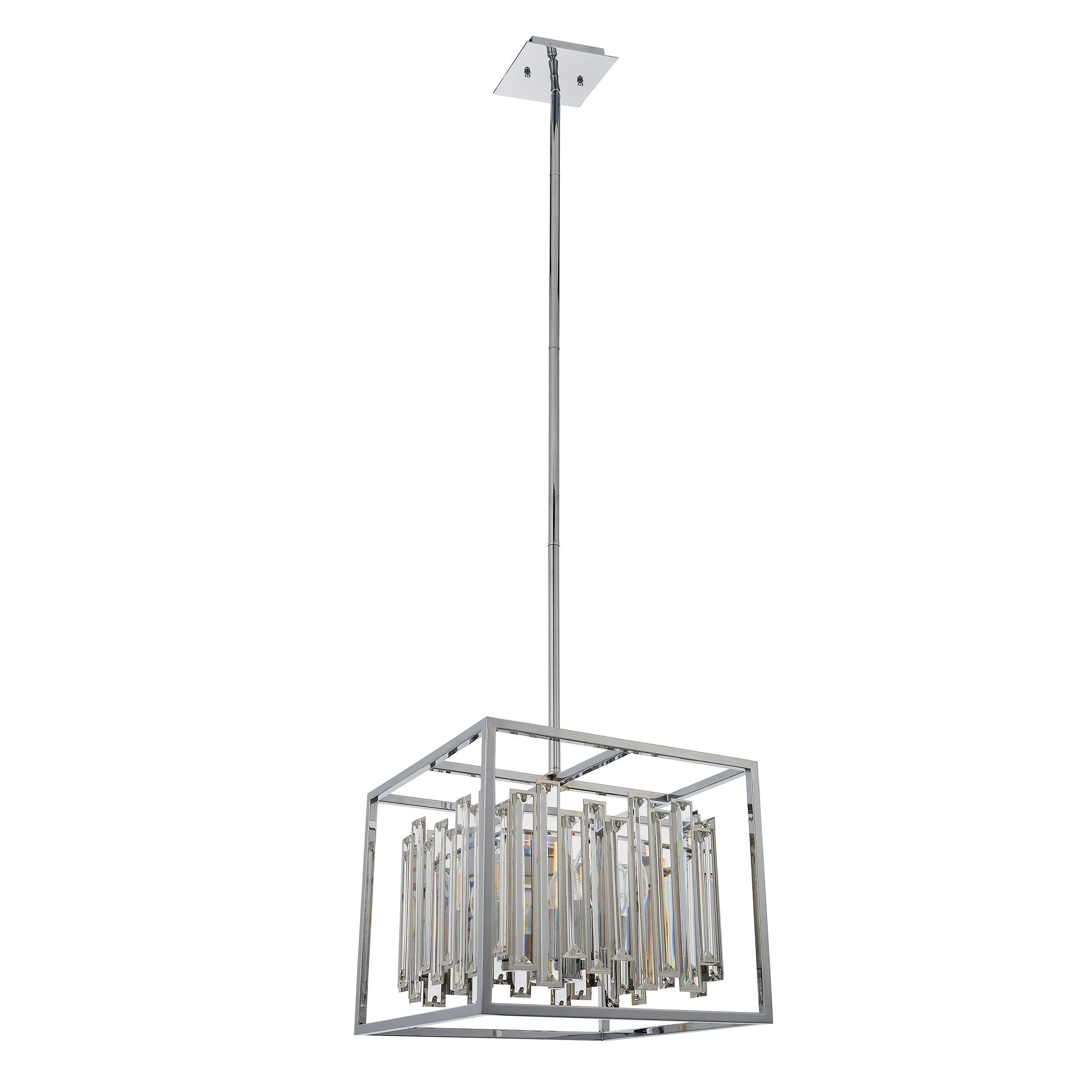 Endon Acadia 4 Light Chrome & Crystal Pendant Light-Ceiling Pendant Lights-Endon Lighting Bedrooom Lighting Wide ImageTiffany Lighting Direct