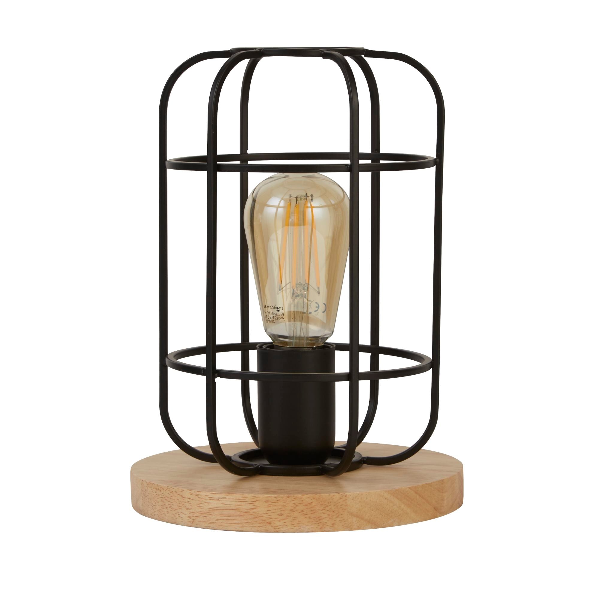 Searchlight Vision Black & Wood Table Lamp