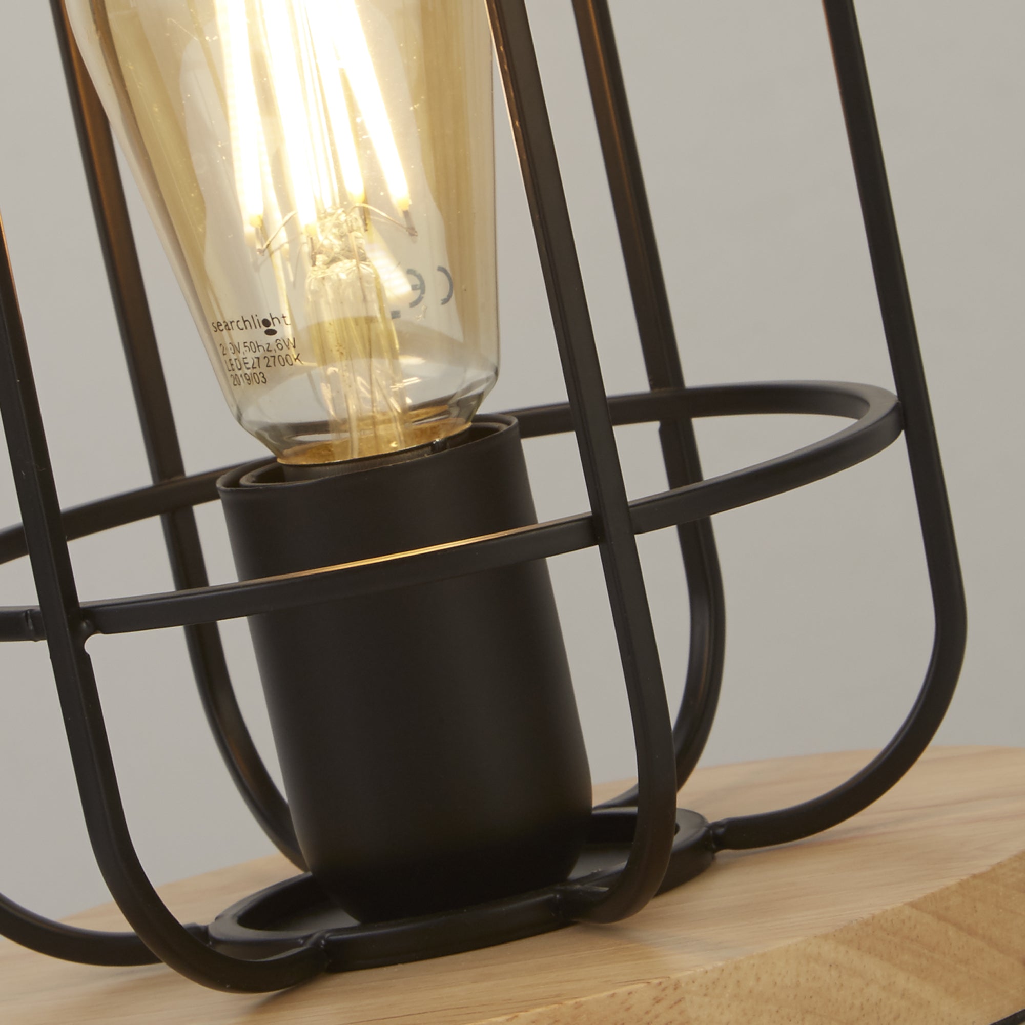 Searchlight Vision Black & Wood Table Lamp