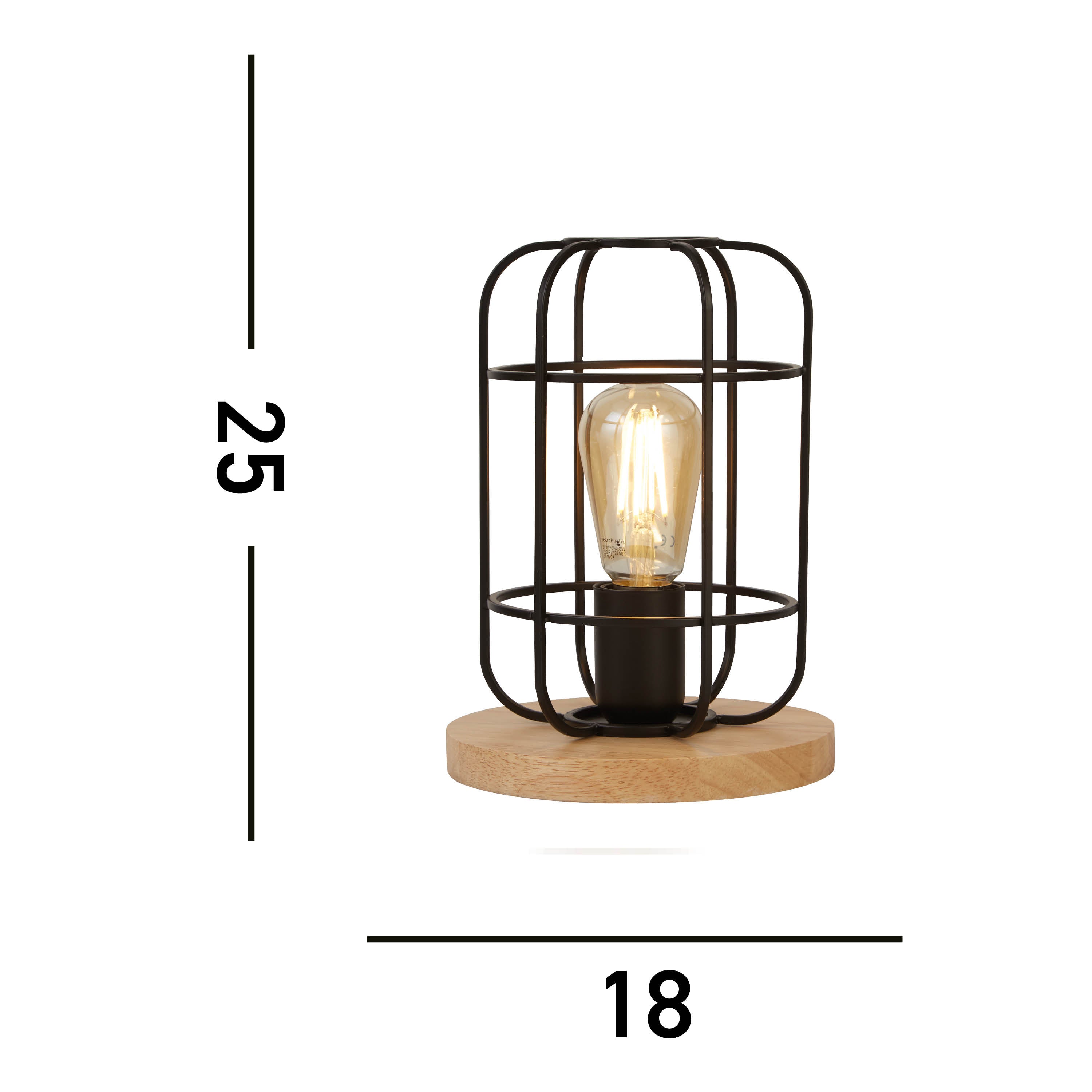 Searchlight Vision Black & Wood Table Lamp