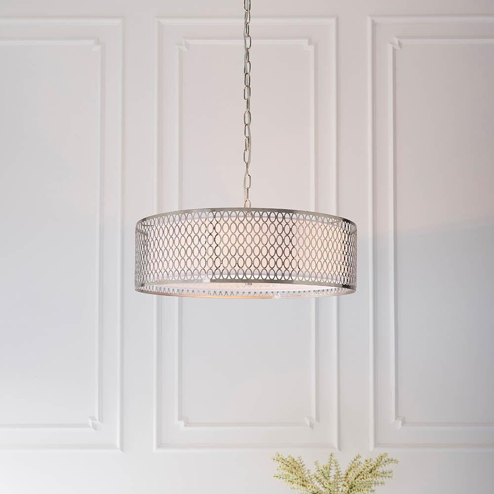 Endon Cordero 3 Light Satin Nickel Ceiling Pendant-OPEN-BOX-100326