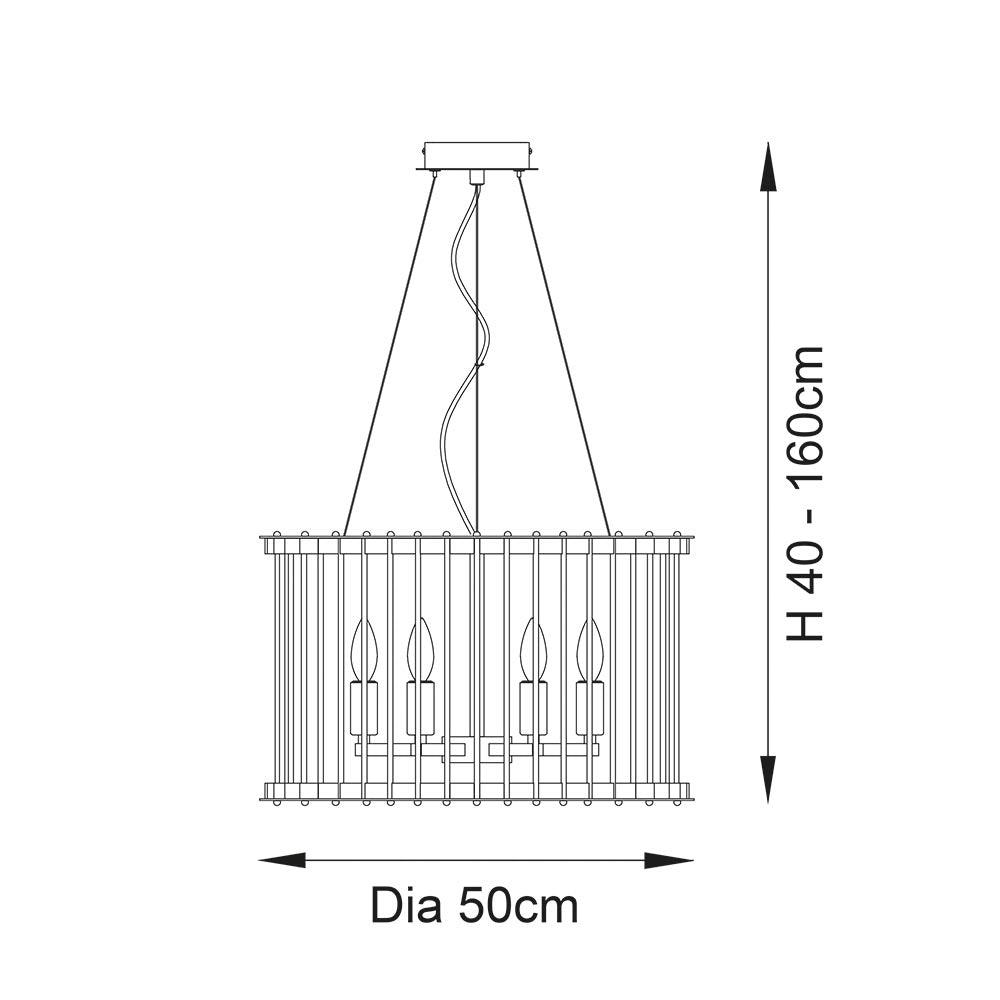 romola 6 light glass tube ceiling pendant light by Endon Lighting Living Room Close Up 53