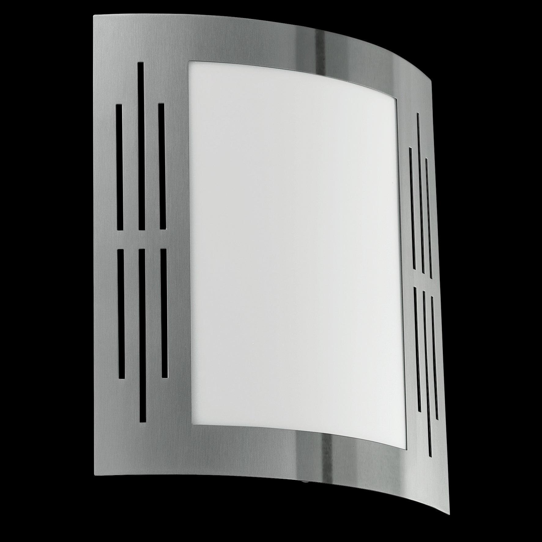 eglo city ip44 curved stainless steel outdoor wall light living room close up