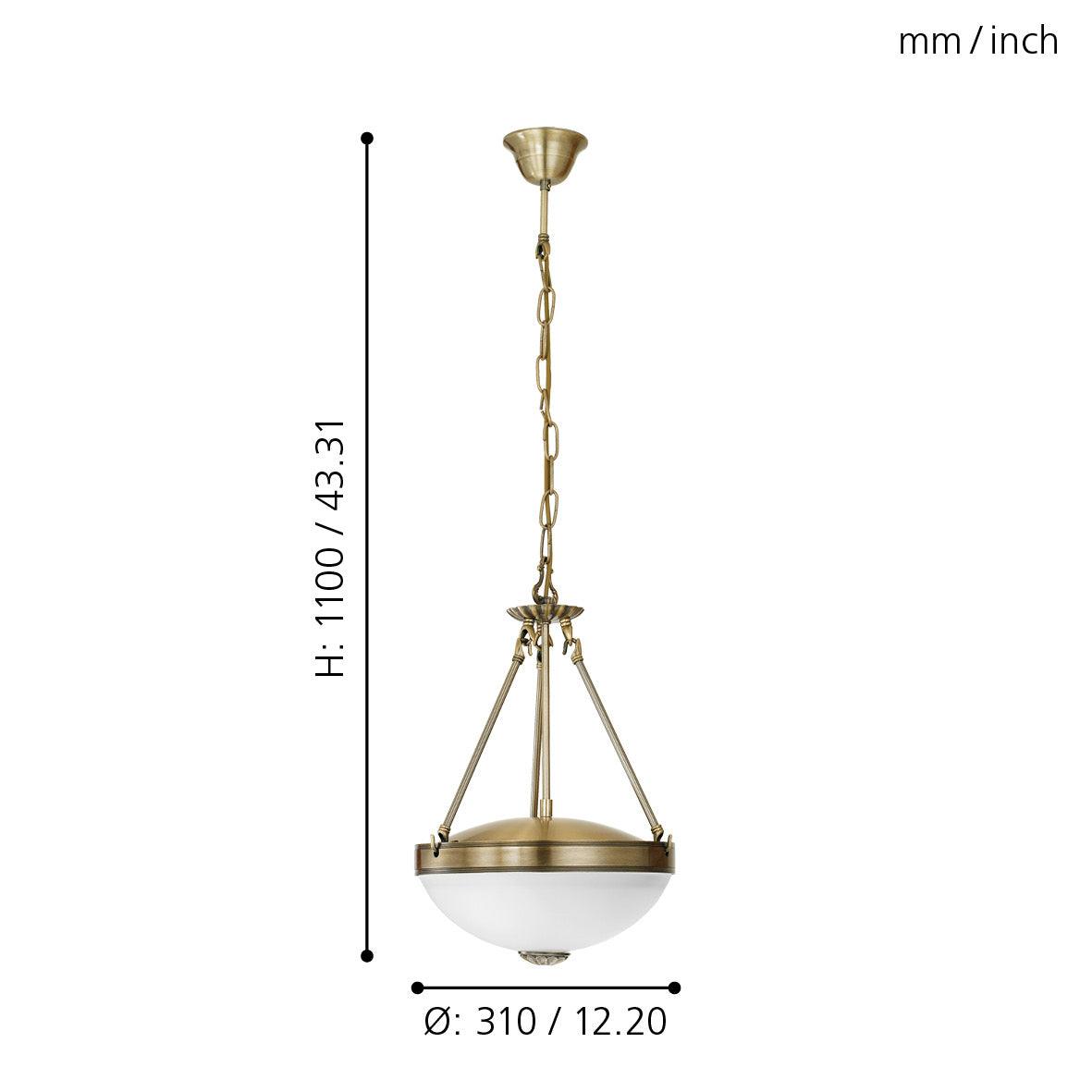 eglo savoy bronze and white glass ceiling pendant Kitchen Lighting Close Up