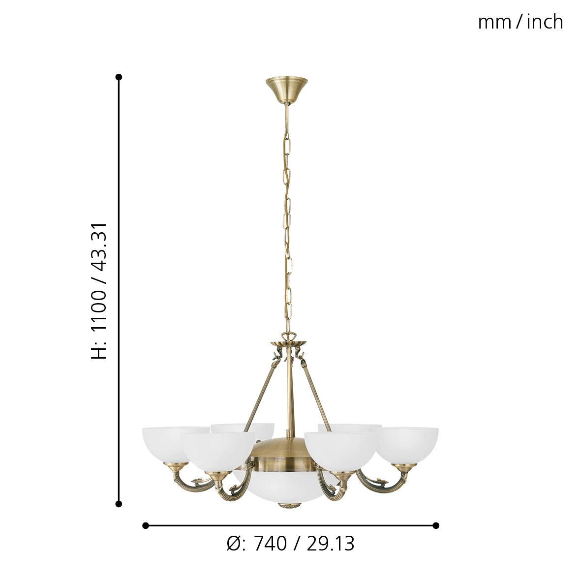 eglo savoy 6 light bronze and white glass ceiling pendant Kitchen Lighting Close Up