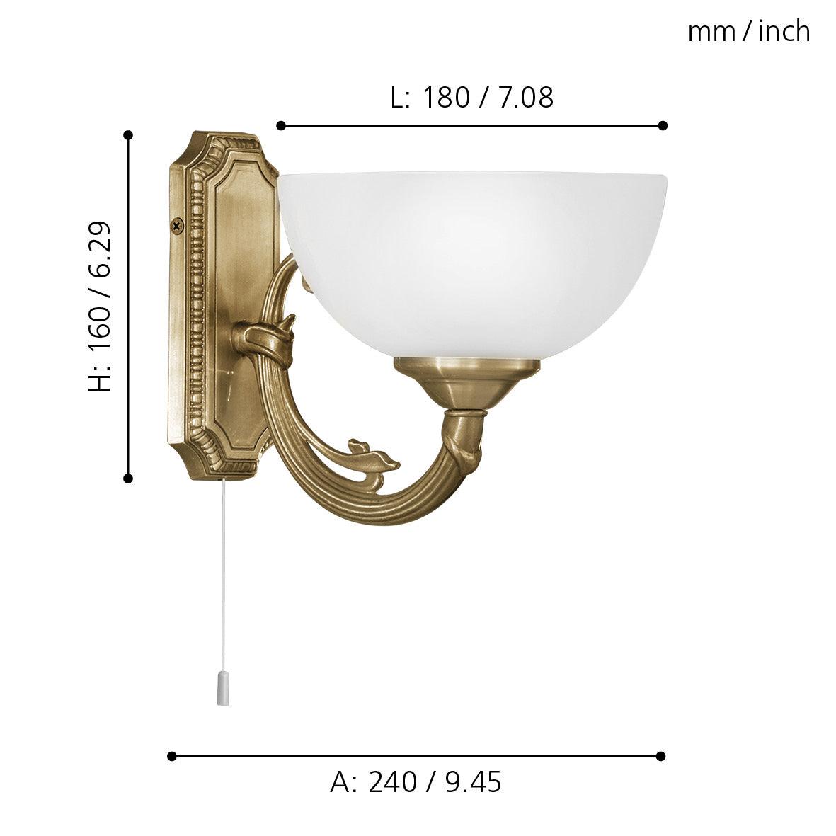eglo savoy bronze wall light white satanized glass shade kitchen lighting