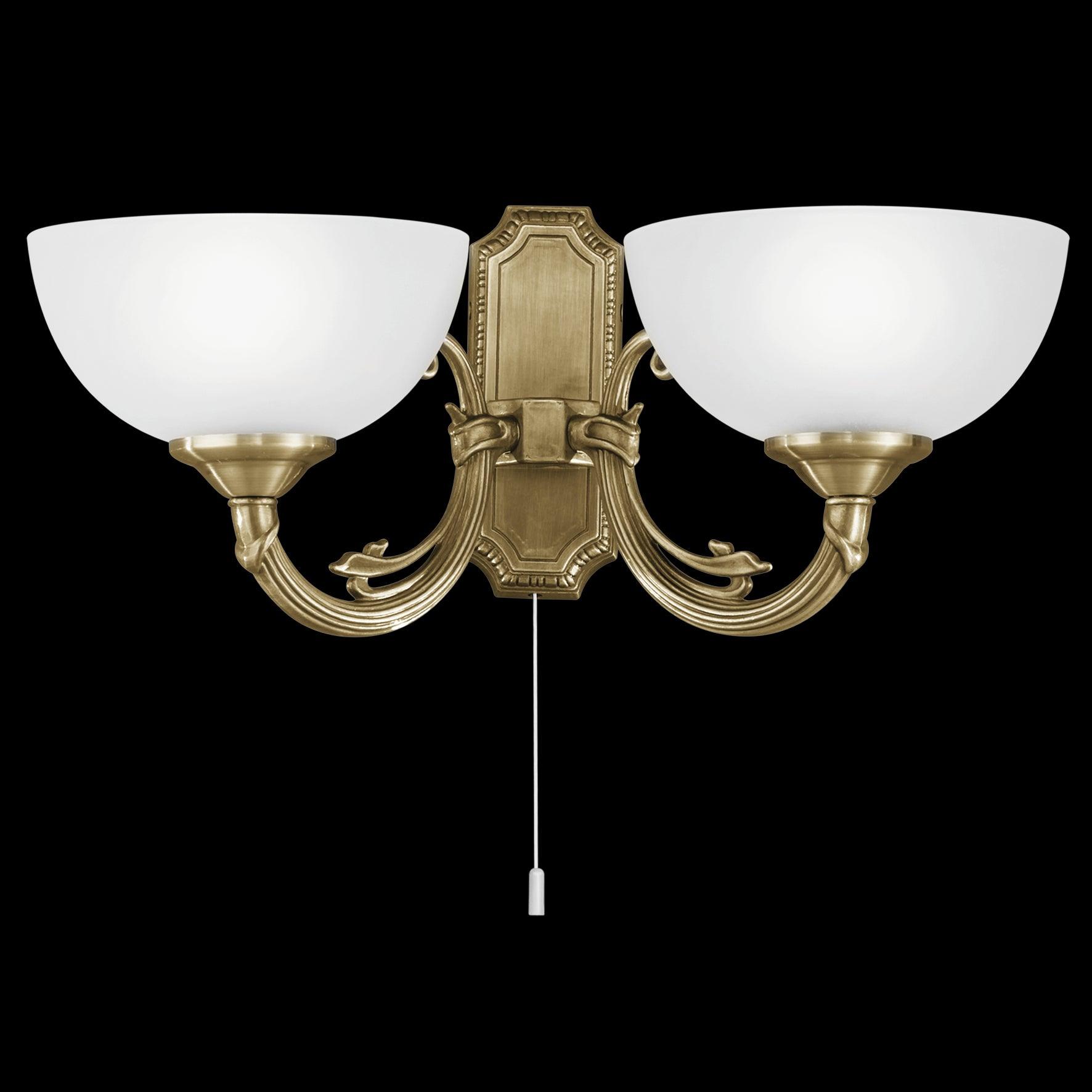 eglo savoy bronze double wall light white satinized glass shade living room close up
