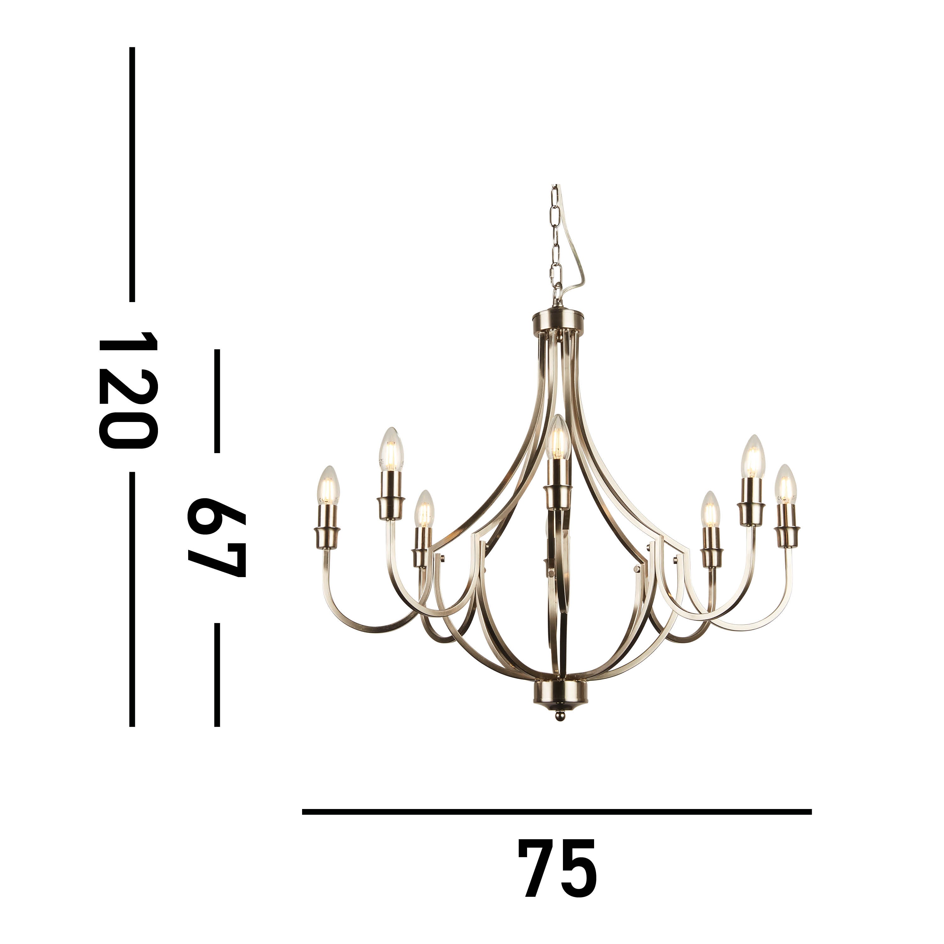 Searchlight Lodge 8 Light Silver Pendant