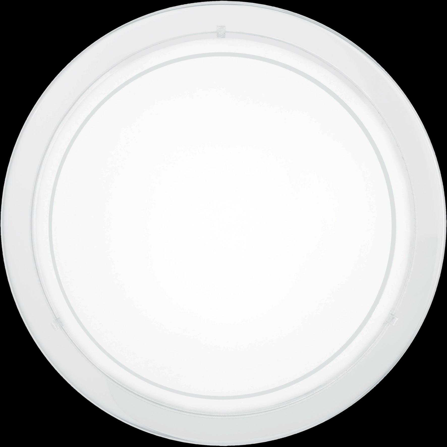 eglo planet 1 white painted glass flush ceiling light living room close up