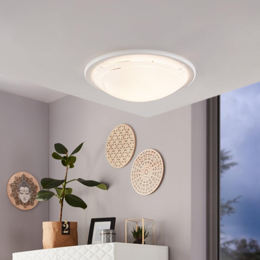 eglo planet 1 white painted glass flush ceiling light