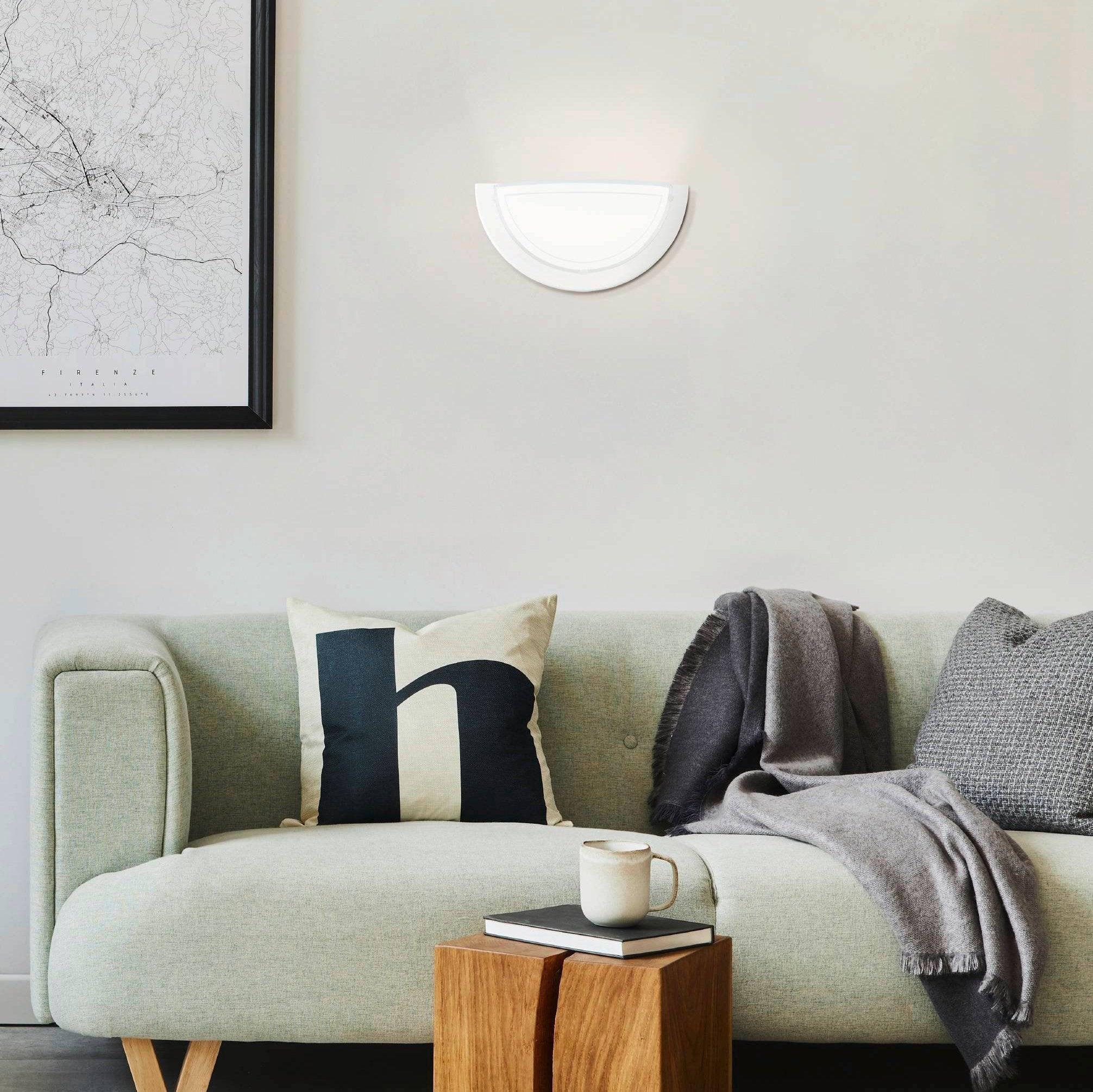 eglo planet 1 white painted glass wall light