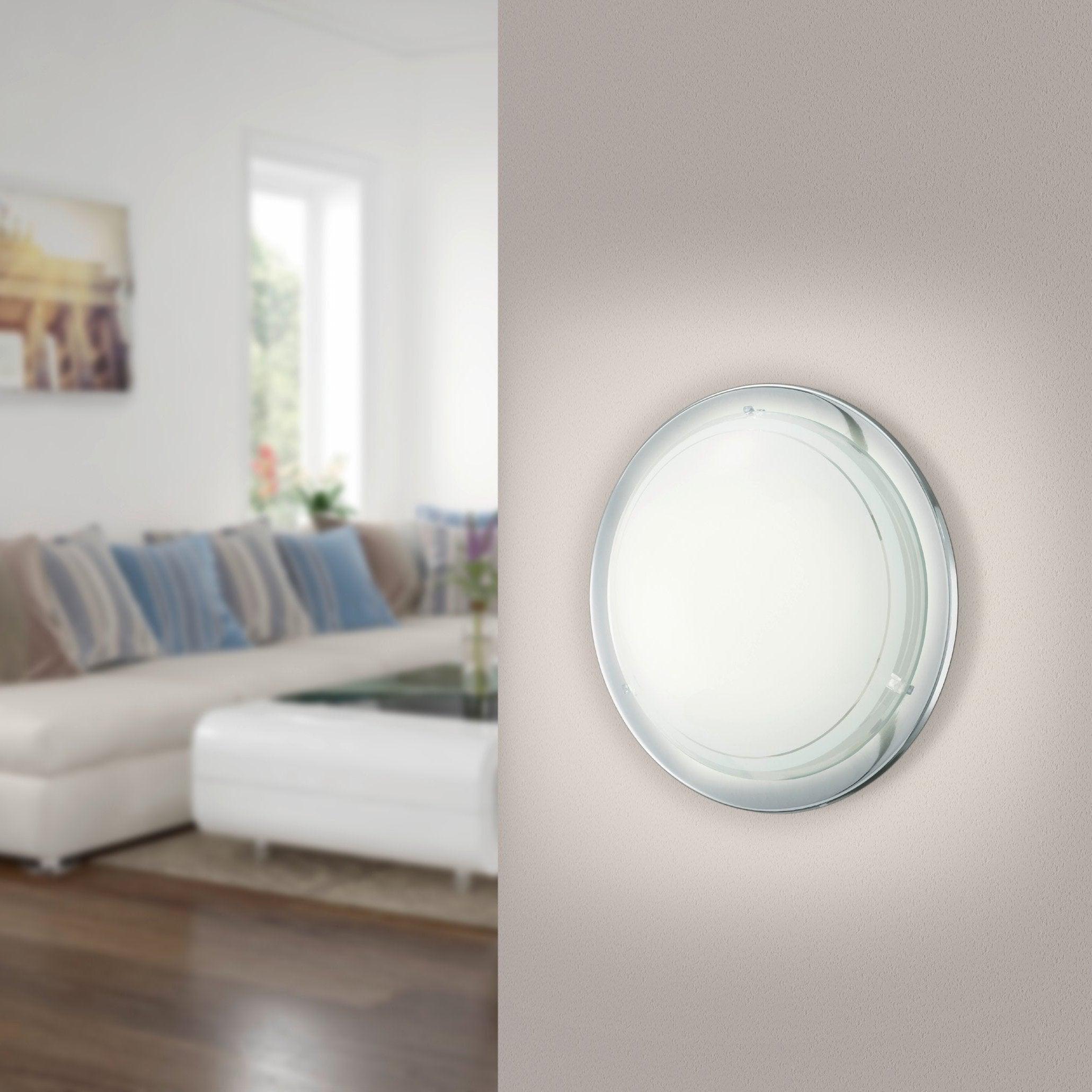 eglo planet 1 round chrome flush ceiling light