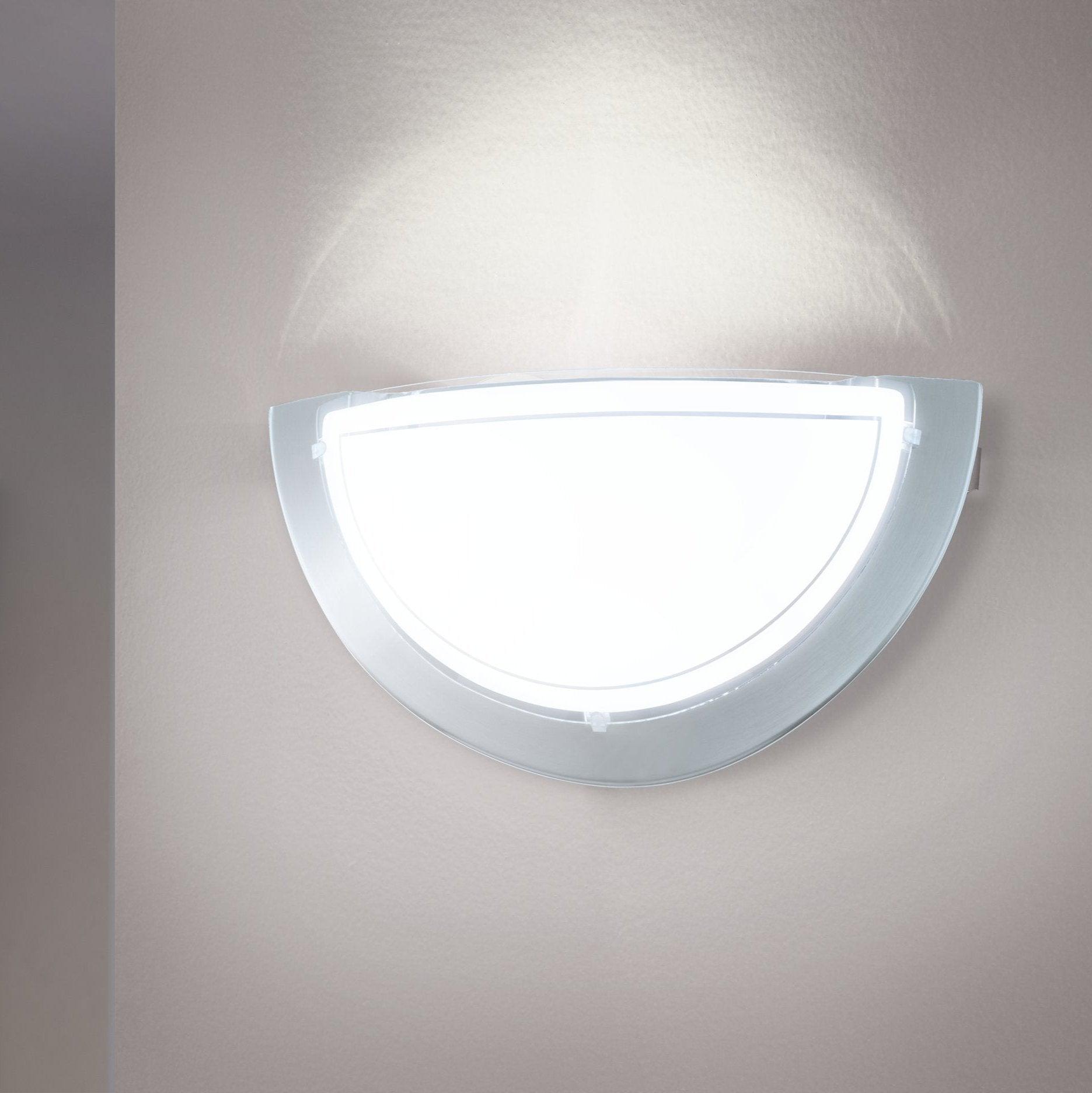 eglo planet 1 chrome white painted glass wall light