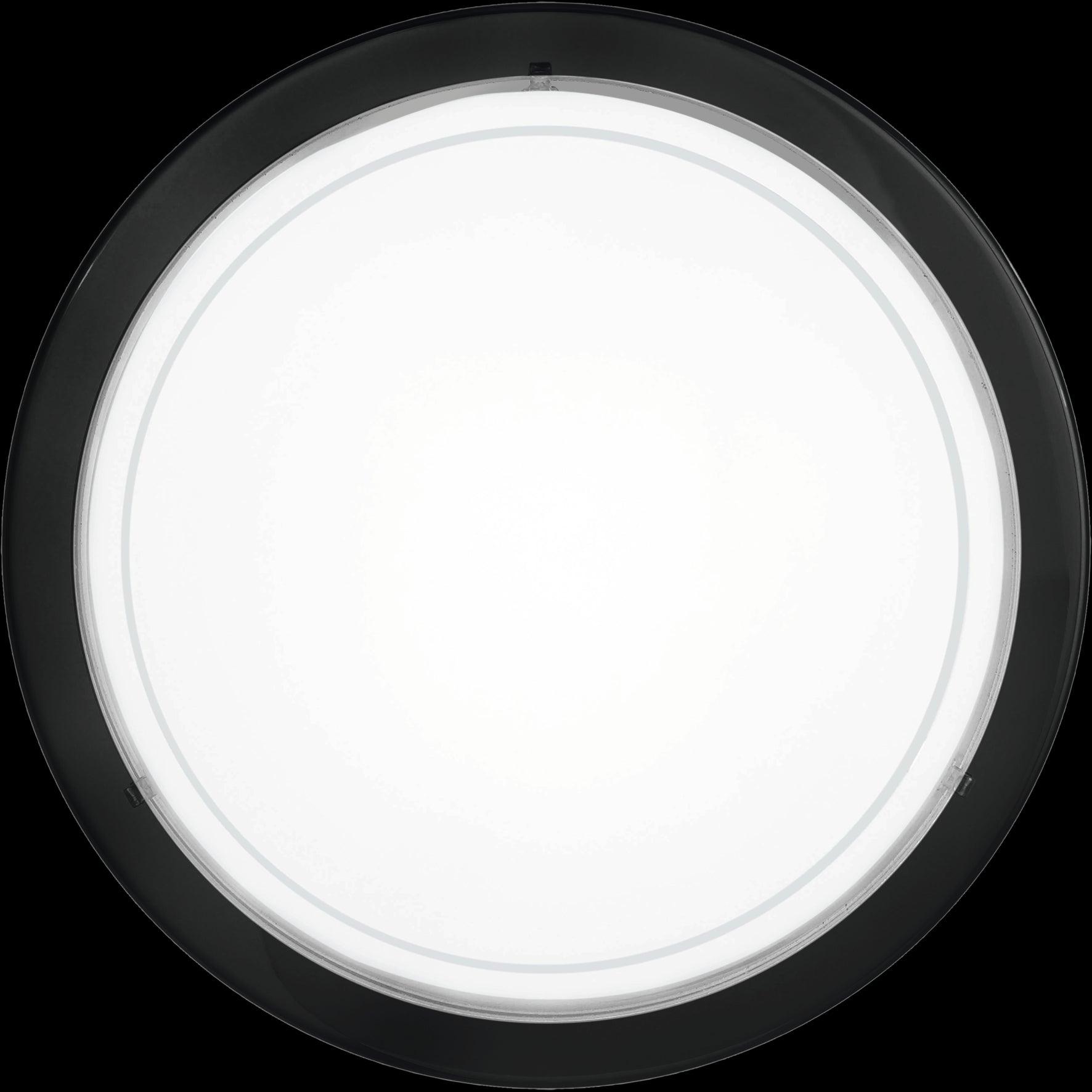 eglo planet 1 round black flush ceiling light living room close up