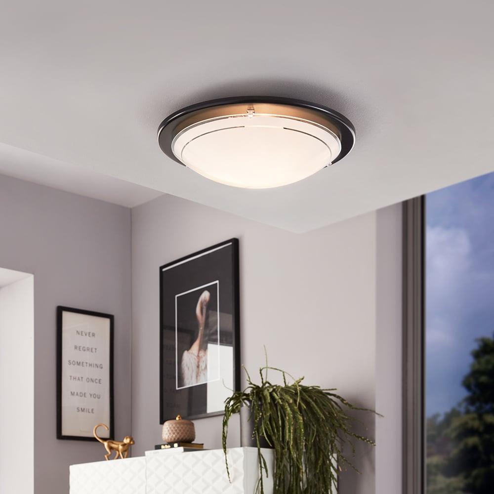 eglo planet 1 round black flush ceiling light living room image
