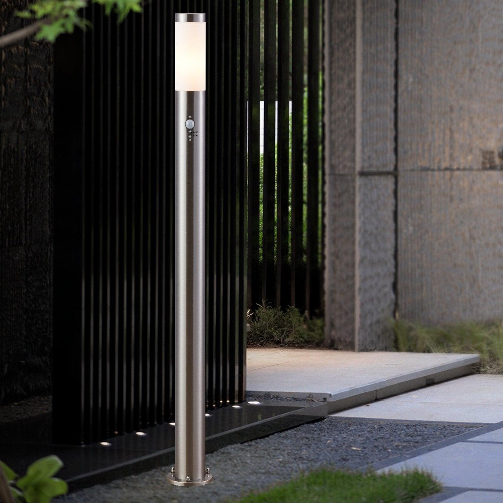 eglo helsinki stainless steel ip44 bollard with pir sensor 110cm