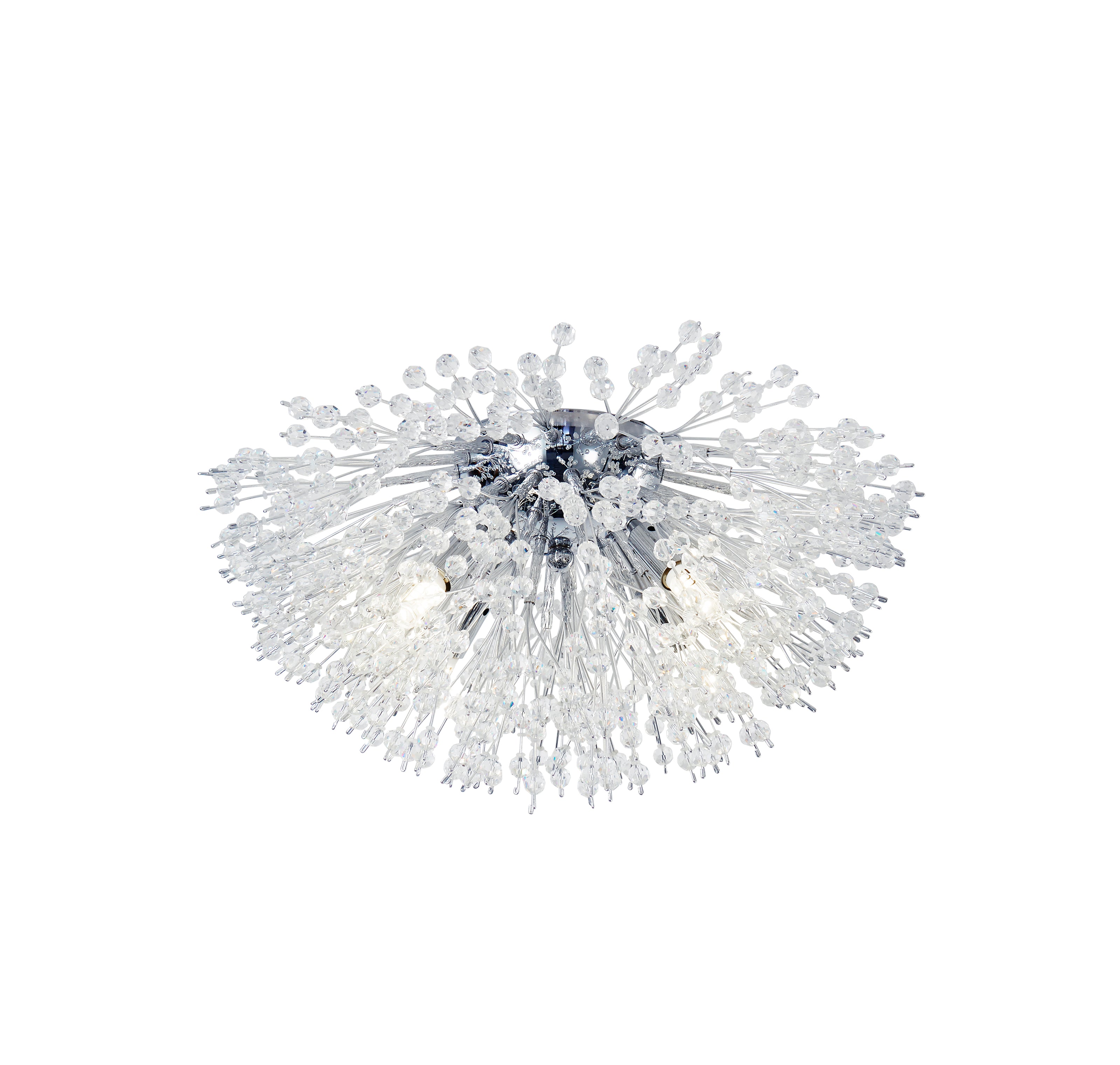 Searchlight Sunburst 4 Light Flush - Chrome & Glass Beads