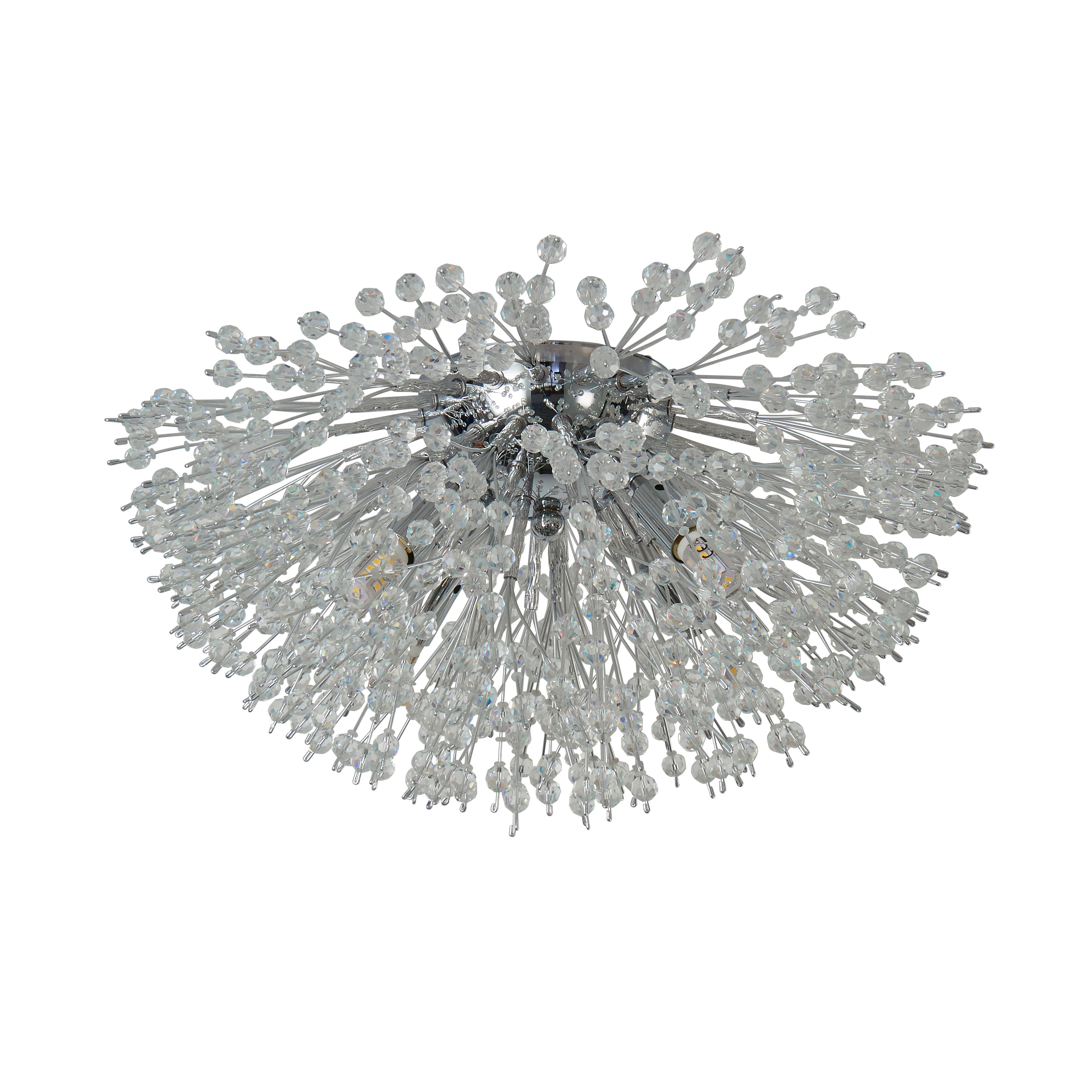 Searchlight Sunburst 4 Light Flush - Chrome & Glass Beads
