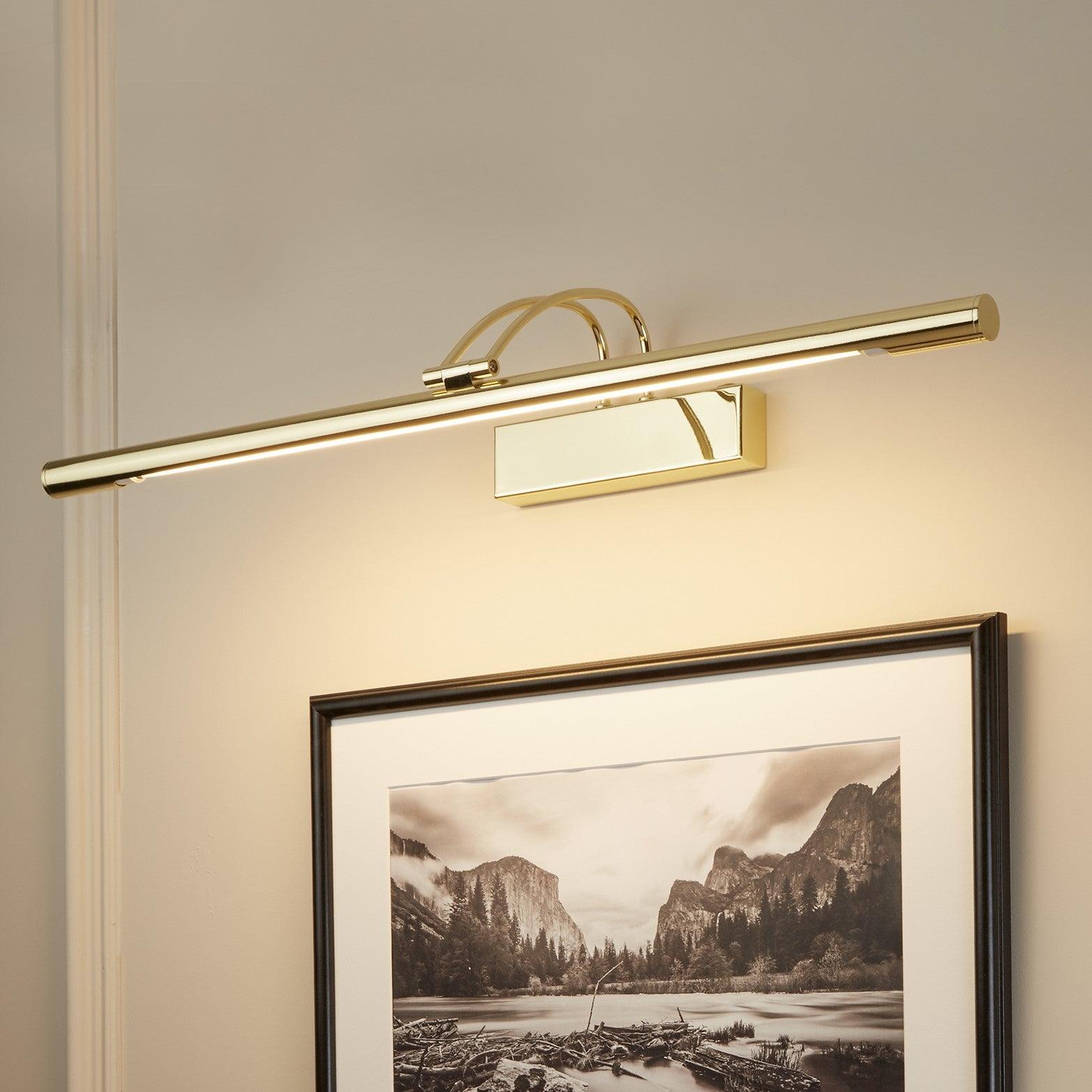 Searchlight Brass Slimline Picture Light With Adjustable Head-OPEN-BOX