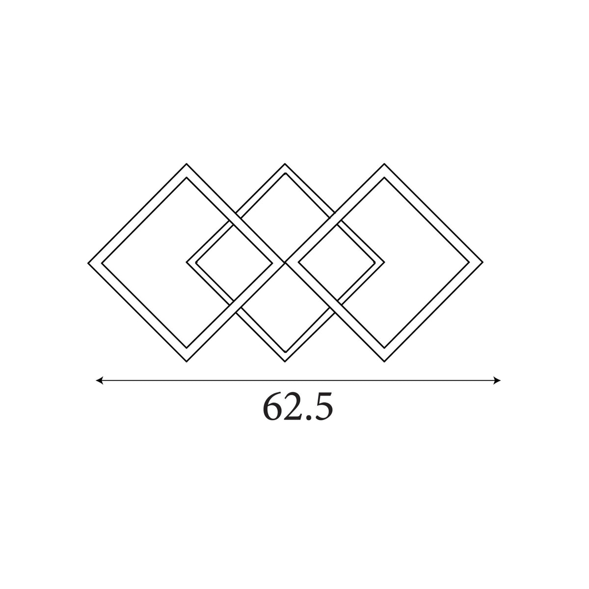 Dimension diagram of the Fence, Gold, Flush Ceiling Light - Integrated LED with height and width in cm.