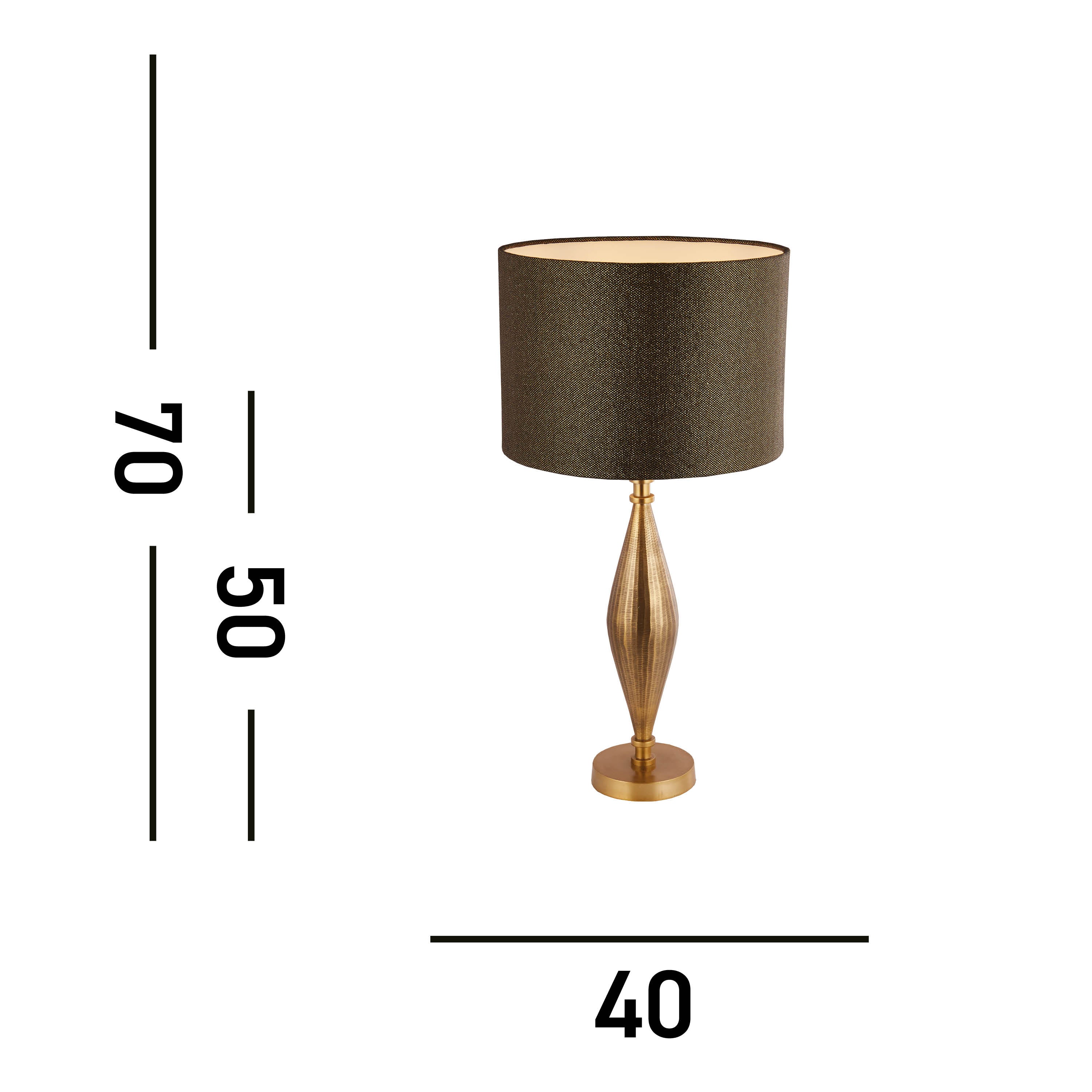 Base Only - Rye Table Lamp - Antique Brass Metal
