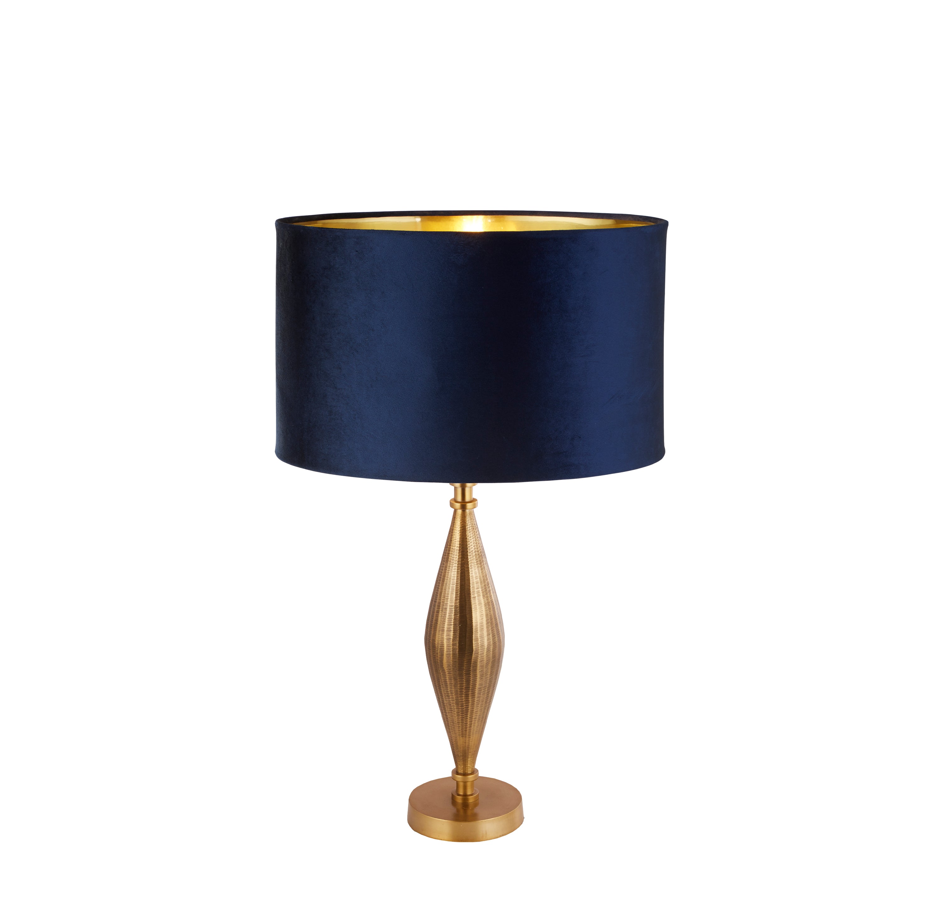 Rye Table Lamp - Antique Brass Metal & Navy Velvet Shade