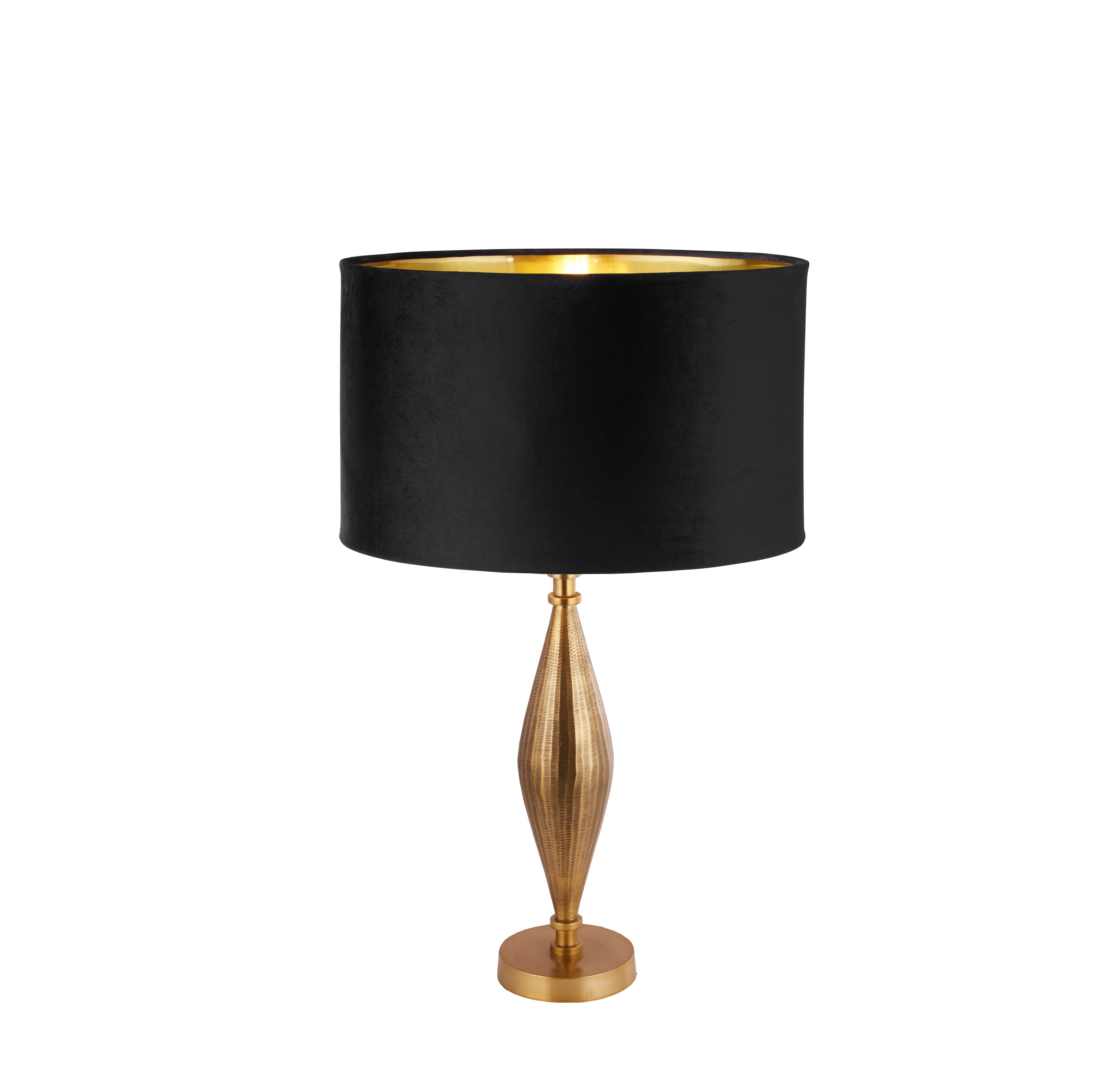 Rye Table Lamp - Antique Brass Metal & Black Velvet Shade