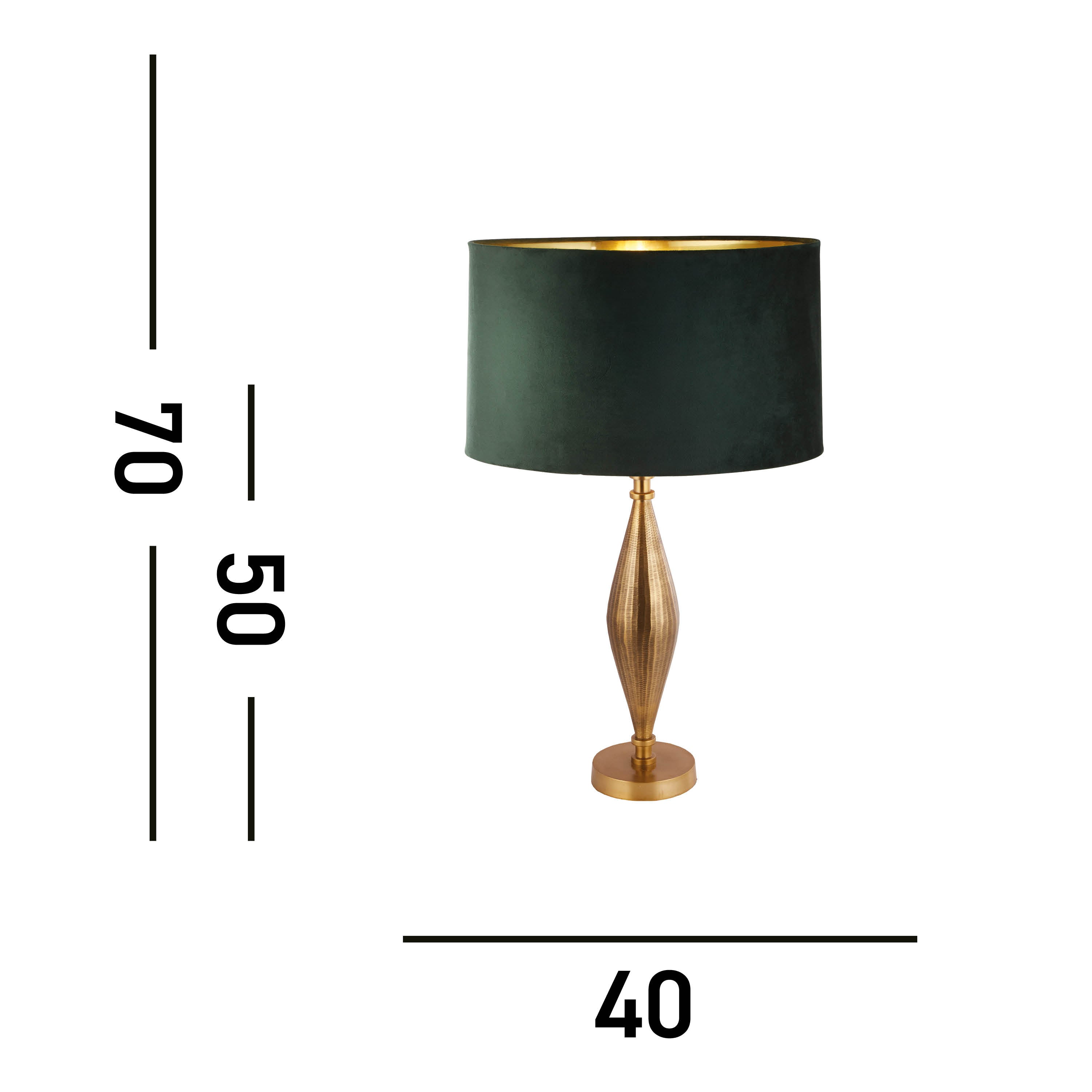 Rye Table Lamp - Antique Brass Metal & Green Velvet Shade