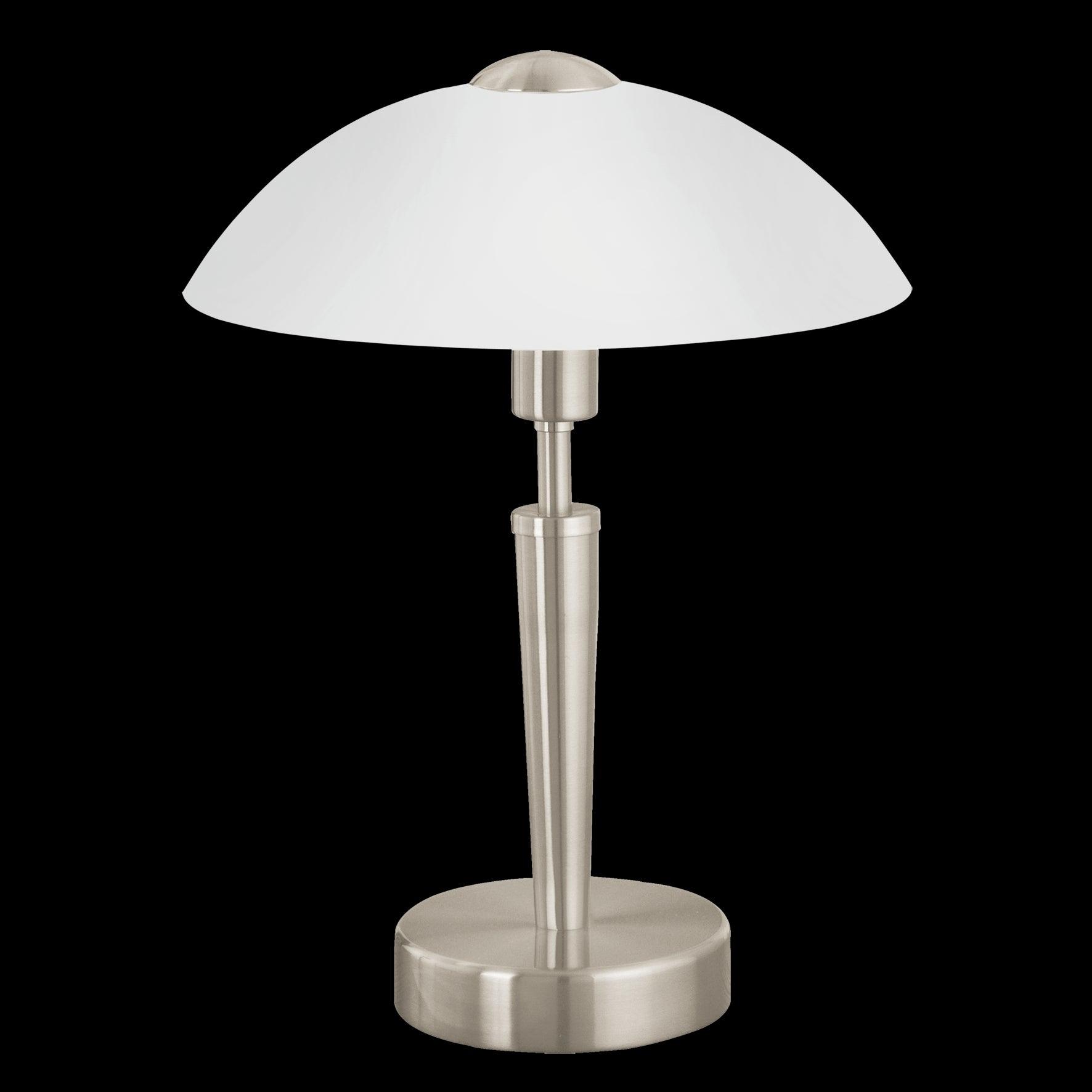 eglo solo 1 nickel touch table lamp satin glass shade living room image