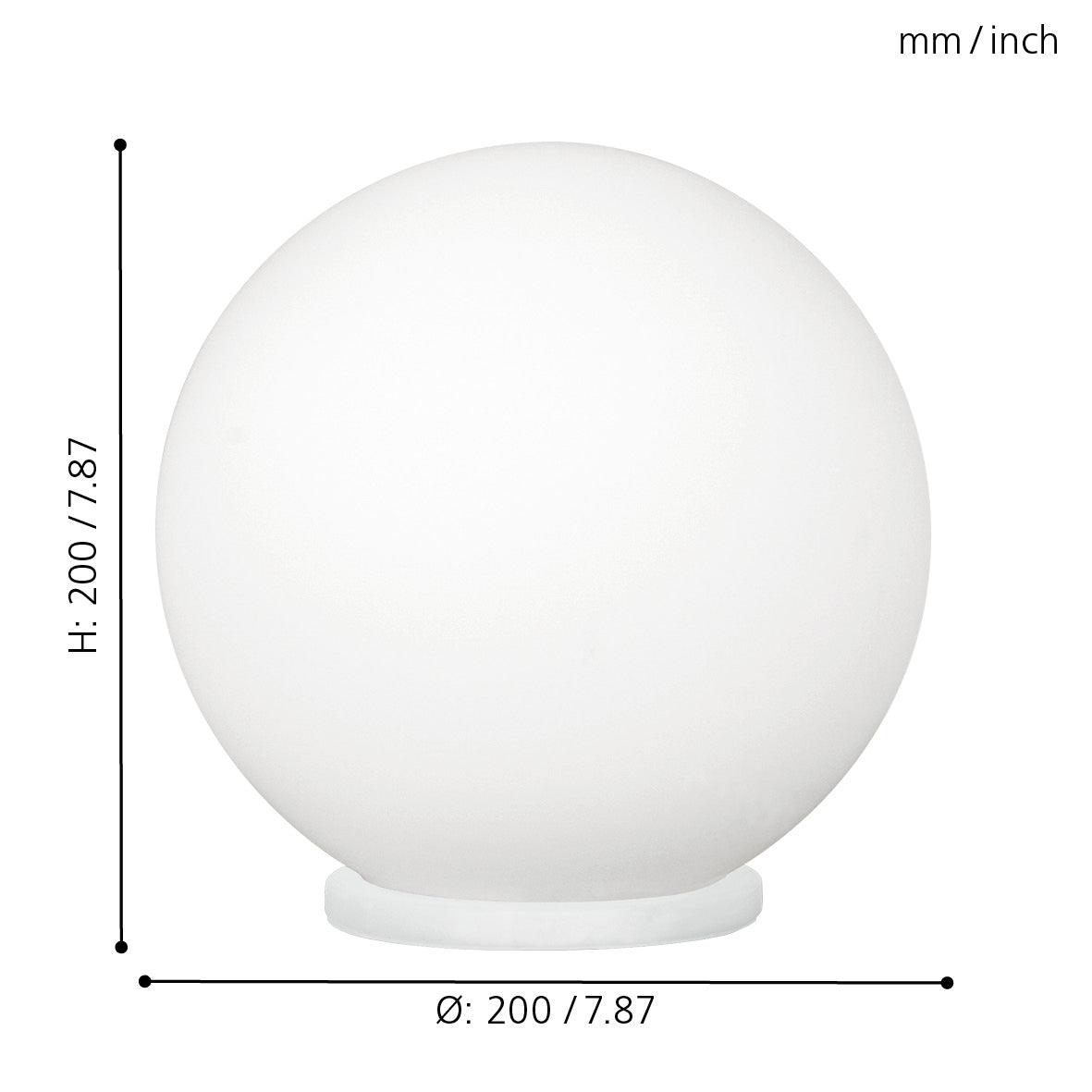 eglo rondo opal glass sphere table lamp living room close up