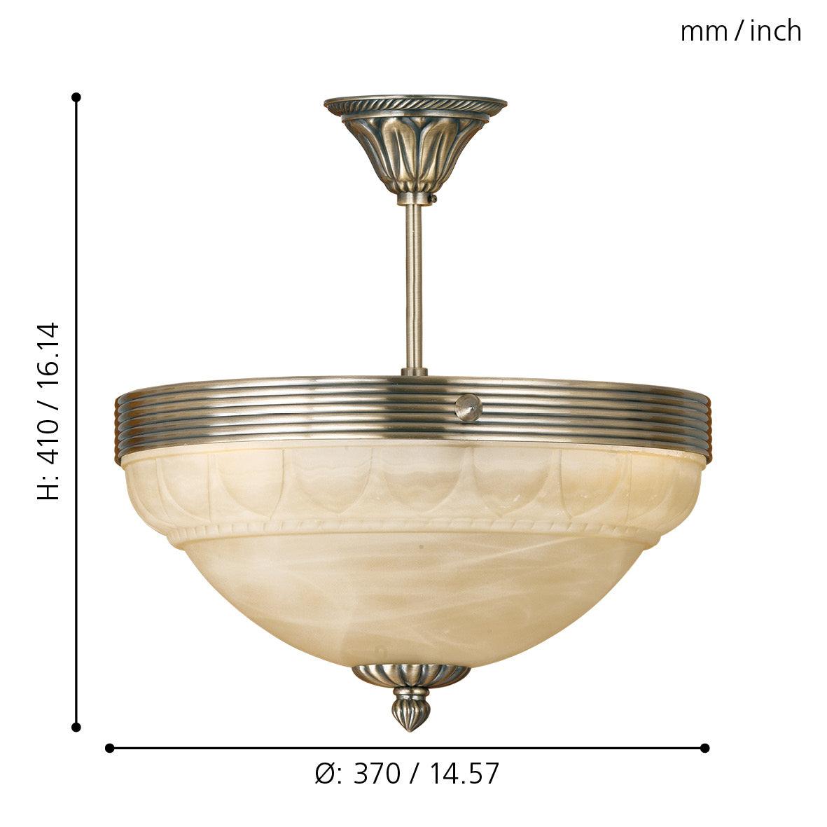 eglo marbella alabaster glass bronze semi flush ceiling light kitchen lighting