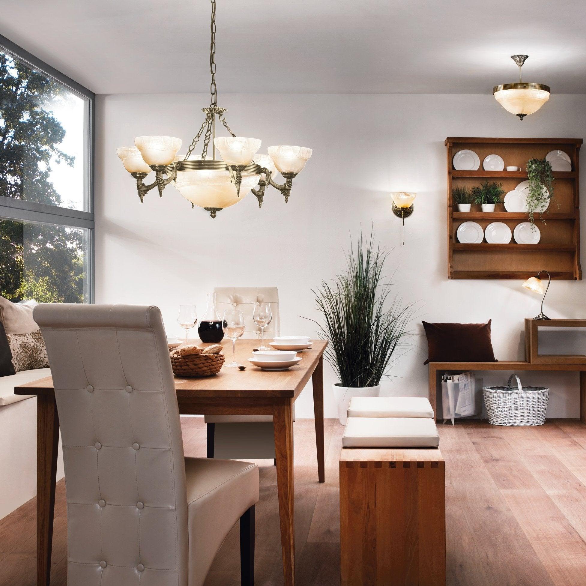 eglo marbella 9 light bronze alabaster glass pendant