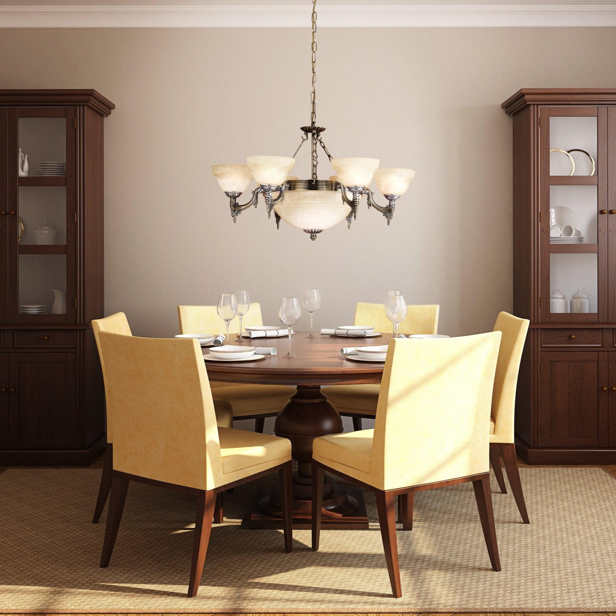 eglo marbella 9 light bronze alabaster glass pendant living room image