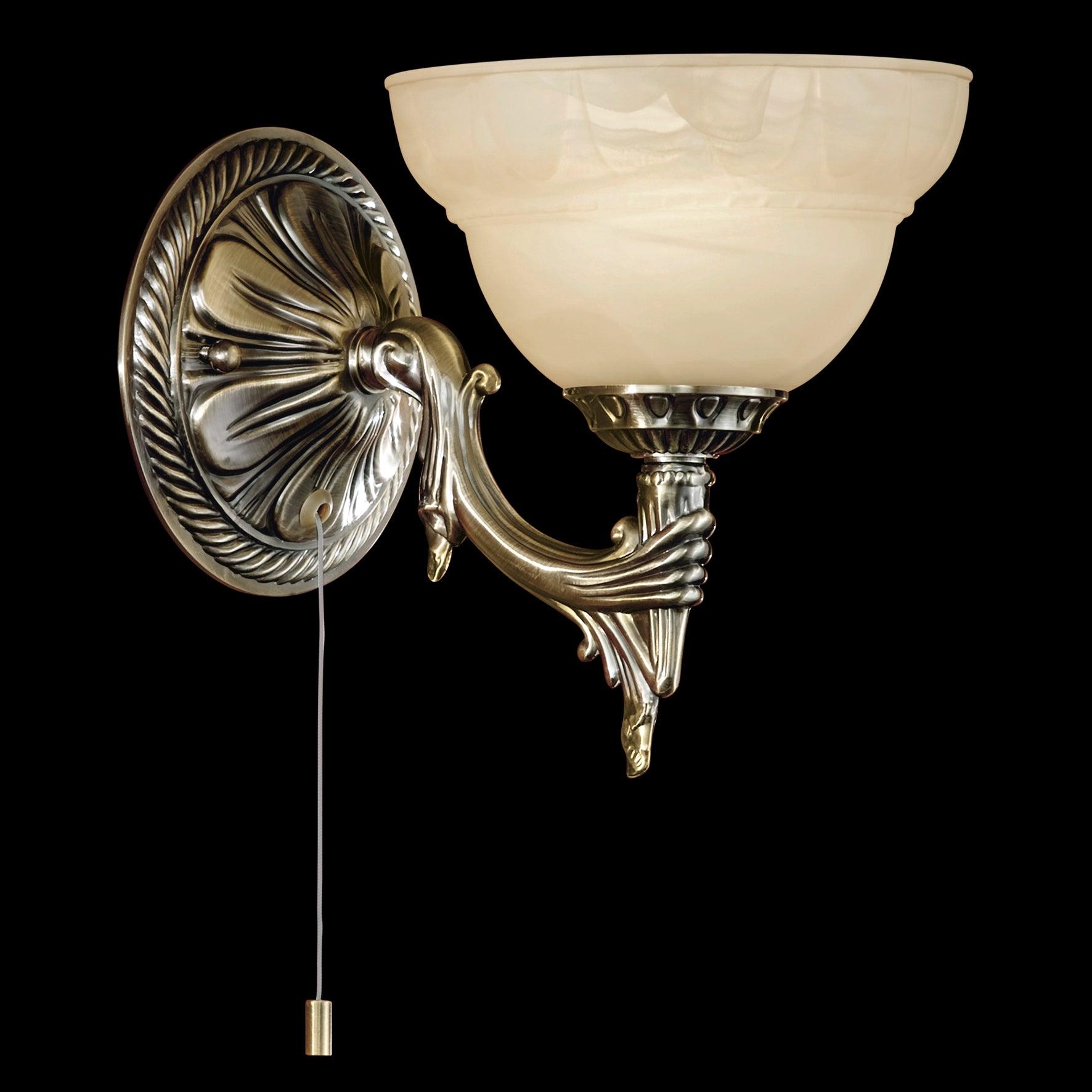 eglo marbella bronze wall light champagne alabaster glass shade living room image