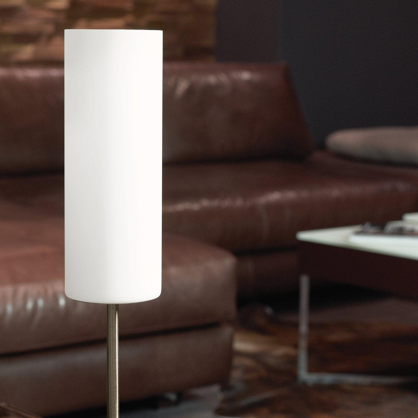 eglo troy 3 nickel white satin glass table lamp